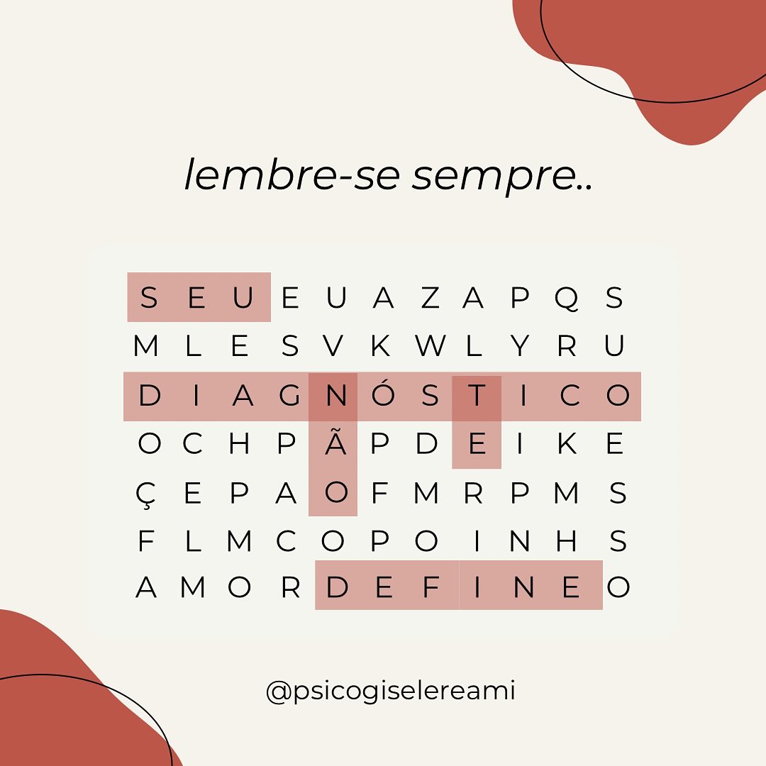 Tenho que te dizer: seu diagnóstico NÃO te define!
Quando permitimos que um diagnóstico nos defina, podemos nos limitar a uma única narrativa sobre nós mesmos, reduzindo nossa complexidade a uma simples etiqueta. Mesmo com diagnósticos semelhantes, cada indivíduo tem uma história única, além de qualquer rótulo.
Que possamos caminhar juntos, além das etiquetas, cuidando sempre de nossa complexidade e singularidade. 💛
#SaúdeMental #Psicanálise #PsicologiaHospitalar