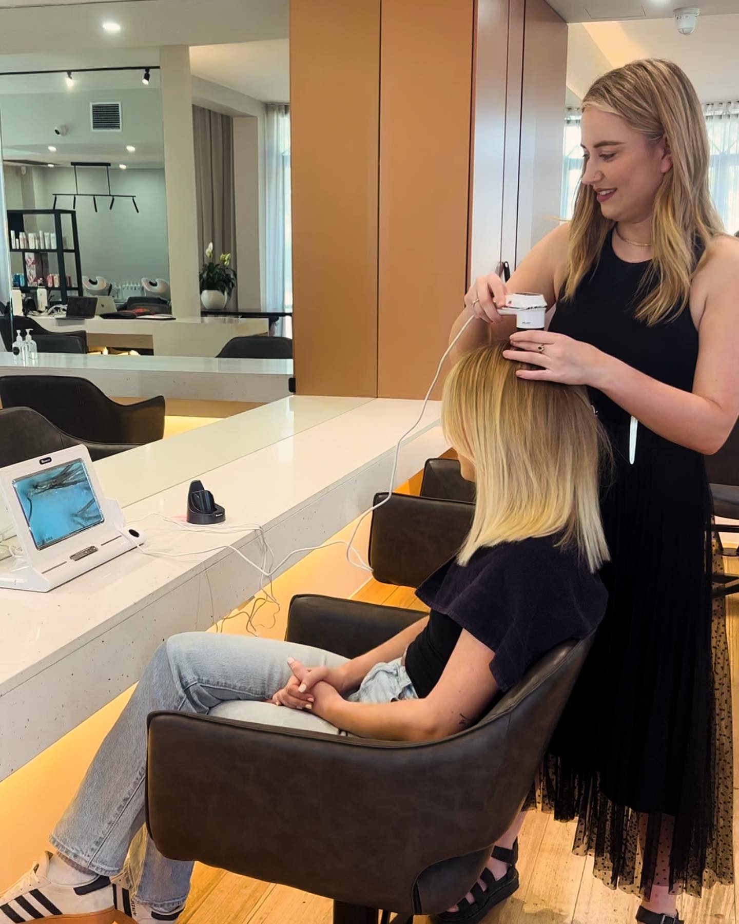 Healthy Scalp, Healthy Hair ✨
We’d like to show you the transformative effects of our new Hair & Scalp Analysis Treatment.
Our advanced camera technology magnifies up to 200 times more than the naked eye 😲🤩
With this innovative approach, we can effectively target specific scalp concerns such as dryness, oiliness, itchiness, flakiness, inflammation, and product buildup caused by dry shampoo or fake tan.
Here’s what you can expect during your visit:
1. Comprehensive Diagnosis: Our Scalp Specialists will assess your hair and scalp using the camera, providing a detailed visual representation of the condition of your scalp.
2. Blissful Basin Treatment 🧖🏽♀️
Indulge in 30 minutes of pure relaxation at our basin. This includes a soothing scalp cleanse, revitalizing scalp treatment, heated infrared therapy, and an extended scalp massage to stimulate blood circulation. We then care for your mid lengths and ends with a nourishing treatment, accompanied by warm steamy towels for an extra touch of relaxation and pamper✨
3. (Recommendation) Choose one of our KOH Signature renowned Blowdries.
4. We will do a final analysis using the camera. Witness the incredible improvement in your scalp health firsthand ✨
If you’d like to experience the ultimate hair and scalp treatment with one of our Scalp Specialists you can give us a call on 0457202301 or book online through our website kohsalons.com.au
This can be booked as a stand alone treatment or an add-on to any of our services.
St Kilda Salon only (for now).
#HealthyHair #HealthyHairTreatment #ScalpHealth #healthyscalphealthyhair #koh #kohsalons #hairsalonmelbourne #hairtreatment #scalptreatment #stkilda #stkildahairsalon #scotsinmelbourne #irisharoundmelbourne #melbournehairdresser