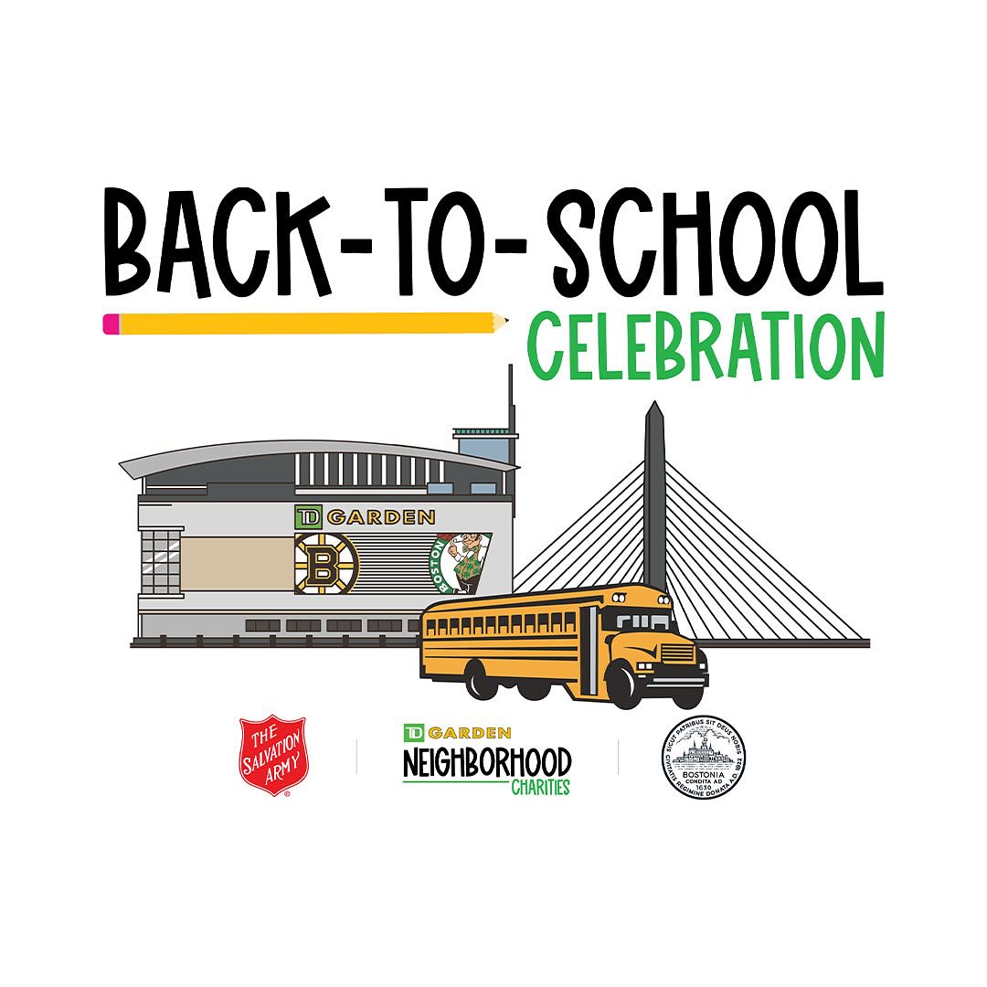 other duties as assigned: confetti cannon 😈
At the beginning of this school year I was tasked with rebranding the Back-To-School celebration hosted at TD Garden. With a few icons and sketches from the previous years, we were able to come up with a fresh new look that fit within the Garden Neighborhood Charities family (also known as GNC).
The Back-To-School celebration is an annual community event presented by The Salvation Army Massachusetts Division and the City of Boston. This was the 12th annual celebration that has returned to the TD Garden. Alongside the support of the Boston Bruins Foundation, GNC donated 46,000 backpacks and over $485,000 since 2012 as a commitment to equip students with the tools to have a successful school year and beyond.
Personally, philanthropic opportunities have my heart because of the opportunity to give back. I absolutely loved being apart of this event and witnessing first hand the smiles and excitement of children and parents. 🚌🖍️📚✂️✏️