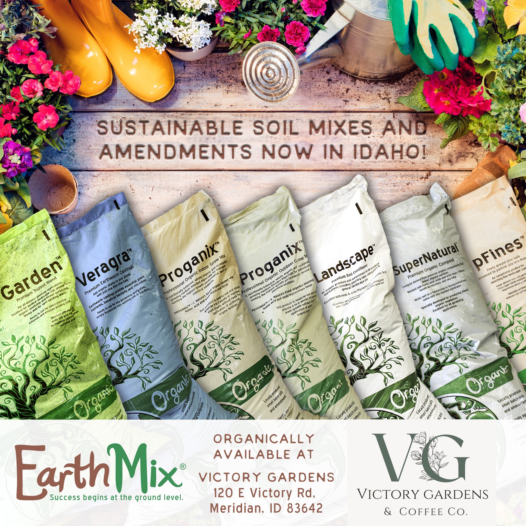 Gardeners of the Treasure Valley, rejoice! EarthMix has arrived at @victorygardensnursery. While you're there, pick up one of their fantastic coffees for extra planting power. It's a gardening match made in heaven!
Seven of our fantastic soil blends and inputs are availably to try. Success begins at the ground level when you use EarthMix!
#sustainablesoil #gooddirt #earthmixgrows