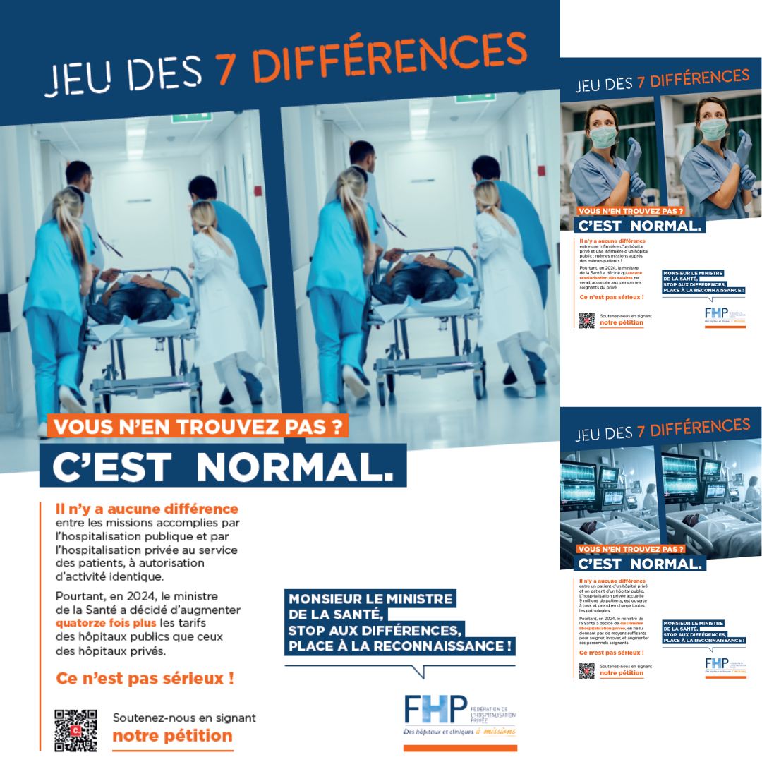 👩⚕️👨⚕️ Ensemble, défendons l'accès aux soins dans toute la France !
🏥La Clinique Gaston Metivet se joint au mouvement d’arrêt d’activité à partir du 3 juin, mouvement initié par la Fédération de l'Hospitalisation Privée. Ce mouvement fait suite à la décision du gouvernement pour 2024 d’une augmentation des tarifs des hôpitaux privés de seulement +0.3%, comparé à +4.3% pour les hôpitaux publics, ce qui nous semble injuste et discriminatoire.
➡️Il est essentiel de souligner qu'il n'y a aucune distinction entre les patients des hôpitaux publics et privés. L’hospitalisation privée accueille 9 millions de patients.
👫👨👧🤱Nous accueillons tous les patients, traitons toutes les pathologies, et nos professionnels de santé fournissent des soins de qualité avec dévouement, qu'ils travaillent dans le secteur public ou privé.
➡️Pourtant, le gouvernement a pris la décision de ne pas accorder les moyens nécessaires à l'hospitalisation privée pour assurer ses missions de soin, d'innovation et de renforcement de ses effectifs en 2024.
👩⚕️👨⚕️Aucune revalorisation salariale n'est prévue pour les personnels soignants du secteur privé, alors que leur travail est tout aussi crucial que celui des équipes du secteur public.
🚨Nous tenons à rappeler que les missions des établissements de santé publics et privés sont les mêmes, et qu'ils assurent conjointement la prise en charge hospitalière des patients, financés par l'État via l'Assurance maladie.
🤝En signe de solidarité avec ce mouvement, la Clinique Gaston Metivet soutient la demande de révision de cette politique, au nom de l'équité et de la pérennité de notre système de santé français.
📩Pour appuyer cette mobilisation, nous vous invitons à signer la pétition : https://www.change.org/p/d%C3%A9fendons-ensemble-l-acc%C3%A8s-aux-soins-partout-en-france-20d5aad6-ad81-490d-9919-e2997070ea81?utm_source=Sarbacane&utm_medium=email&utm_campaign=Mobilisation%20-%203%20juin%202024
Ensemble, faisons entendre notre voix pour garantir à tous l'accès aux soins de qualité, partout en France !