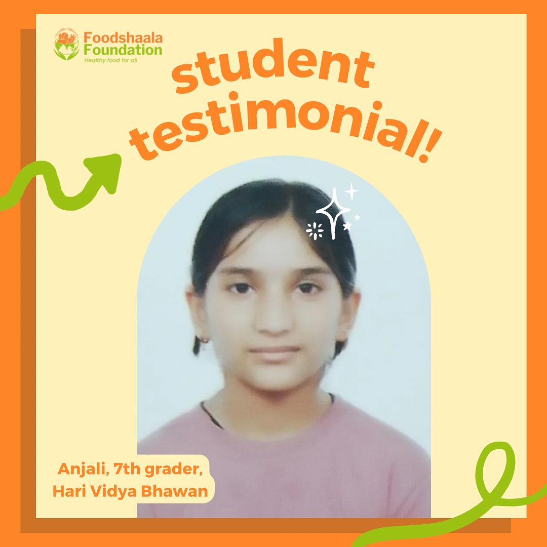 Transforming lives, one healthy choice at a time!
At Foodshaala, our mission goes beyond the classroom. Through our Food Funda program, we’re empowering children with the knowledge and skills to make healthy food choices for a brighter future.
We’re thrilled to share this heartfelt testimonial from one of our incredible students; Anjali, 7th standard student from Hari Vidya Bhawan School who bravely embarked on a journey of self-discovery and wellness through our interactive programs.
To stay tuned with our activities and hear more such impact stories, subscribe to our newsletter: www.foodshaala.org
#Foodshaala #FoodFunda #TestimonialTuesday #FoodEducation #HealthyEating #Nutrition #GoodFood #BalancedDiet #HealthyMeals #ImpactStory