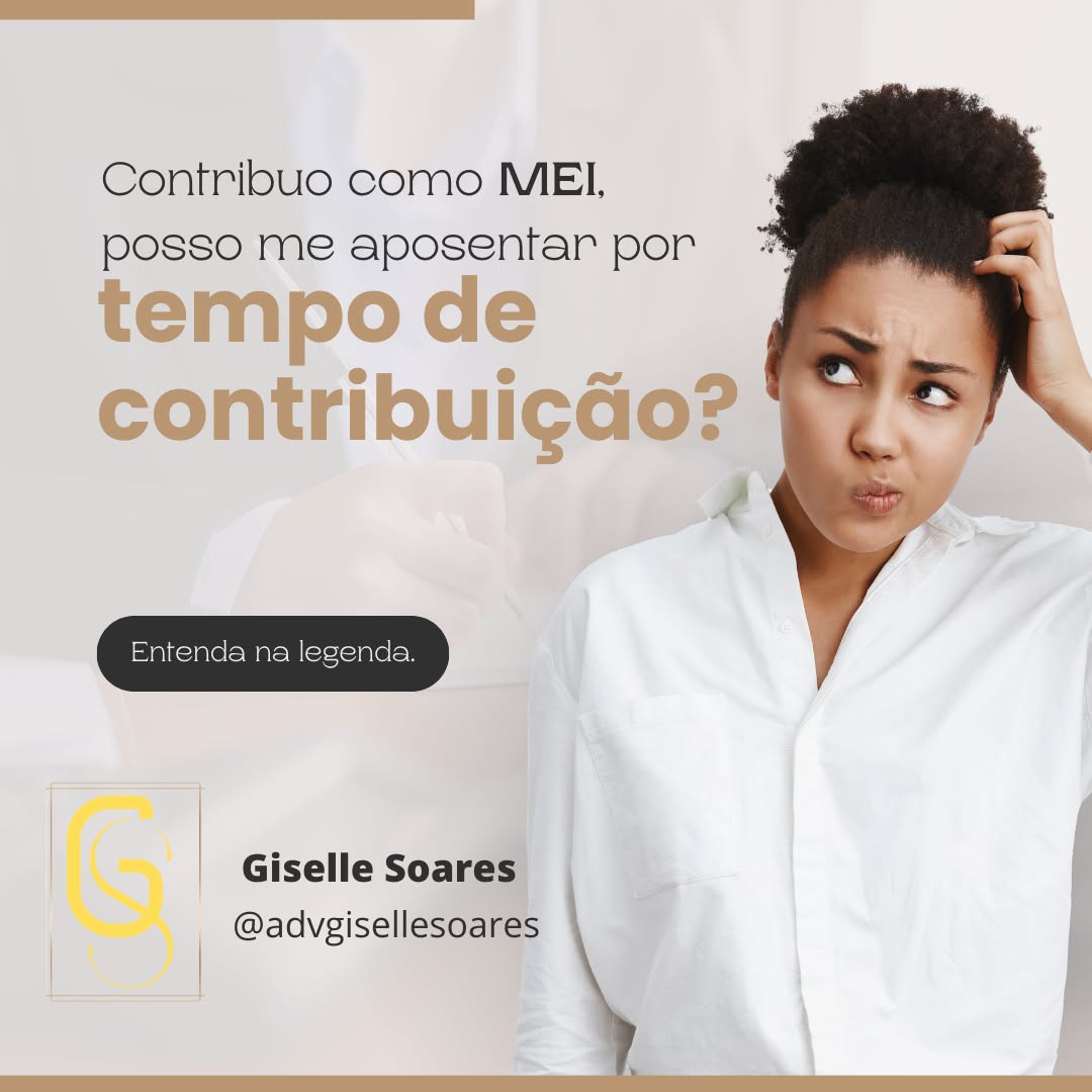 Como Microempreendedor Individual (MEI), você contribui para o INSS com uma alíquota fixa mensal, que é diferente da alíquota progressiva para trabalhadores comuns. Isso significa que o valor de sua contribuição é menor do que o de um trabalhador comum, o que pode afetar seu tempo de contribuição para a aposentadoria por tempo de contribuição.
Além disso, é necessário ter no mínimo 35 anos de contribuição para se aposentar por tempo de contribuição, e esses 35 anos não podem ter sido interrompidos, contribuindo ininterruptamente.
É importante verificar se você tem tempo suficiente de contribuição e idade para se aposentar pelo INSS, e também lembrar que é necessário avaliar os cálculos e possíveis mudanças de valor do benefício antes de tomar qualquer decisão
FAÇA UM PLANEJAMENTO PREVIDENCIÁRIO!
ADV. Giselle Soares
#meiaposentadoria #MEI #planejamentoprevidenciario #advogadoprevidencio #INSS