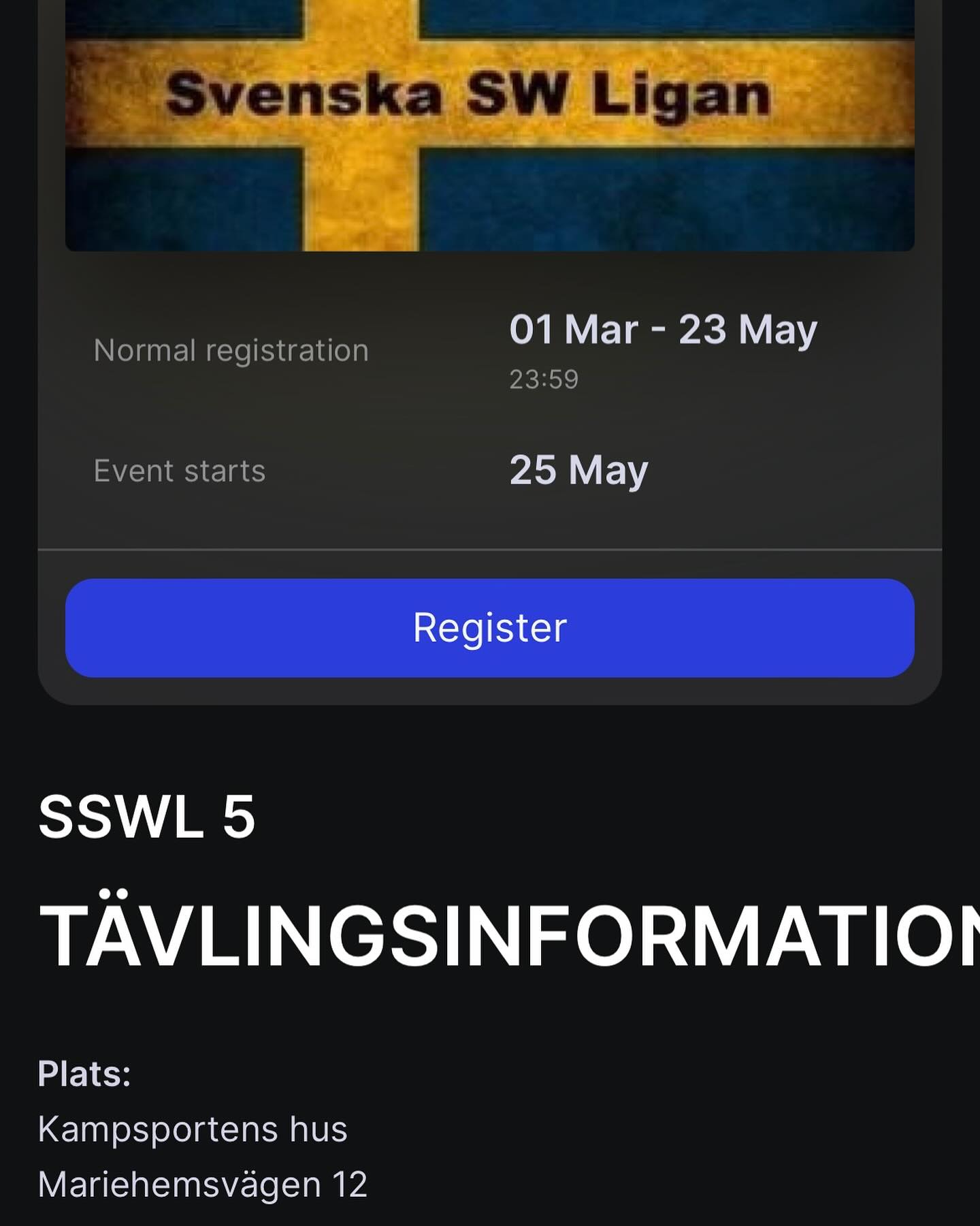 SSWL 5
25/5 arrangerar @teamgringoumea sin deltävling i Umeå.
Anmälan ligger öppen på Smoothcomp.