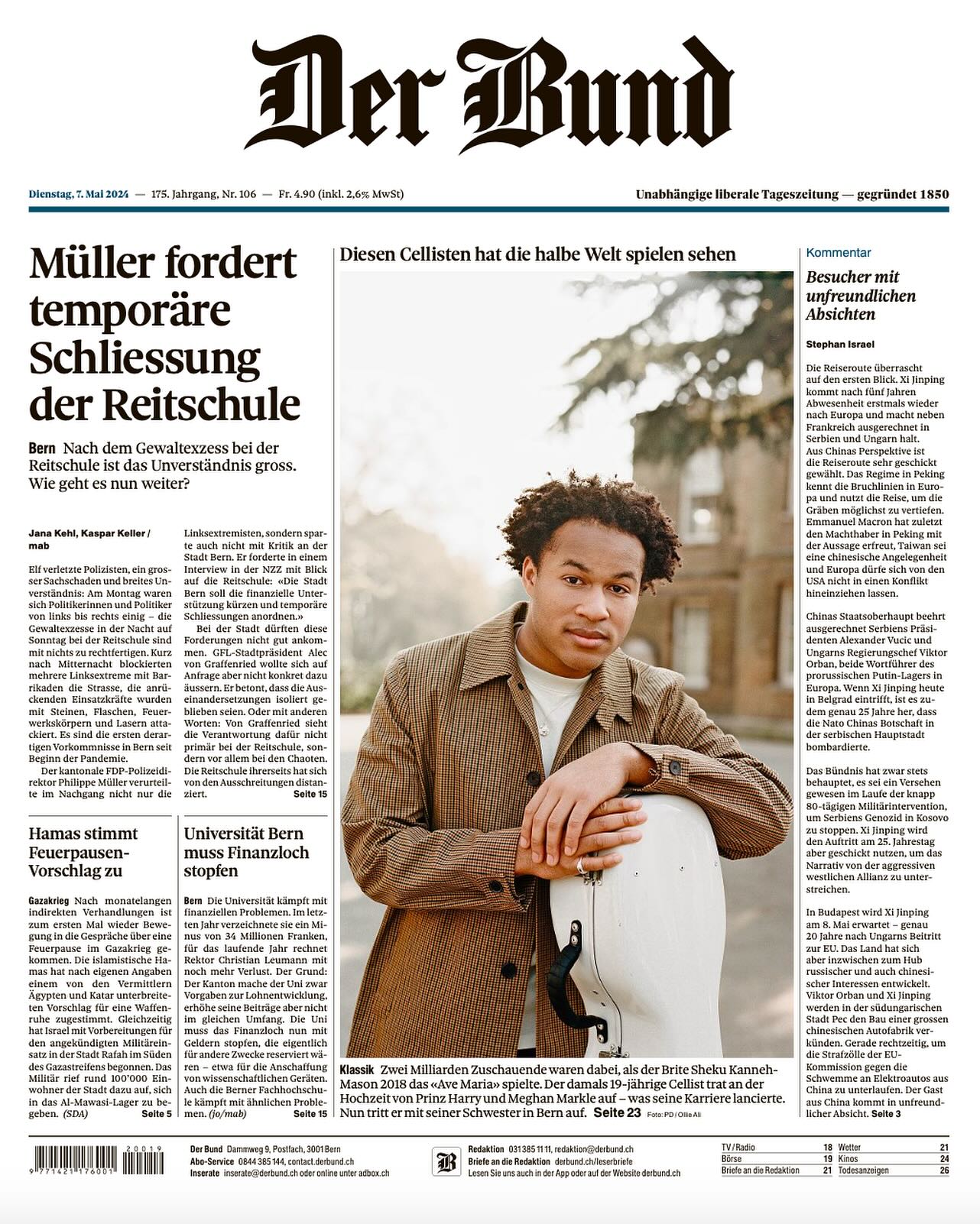 «Zwei Milliarden Zuschauende waren dabei, als der Brite @shekukannehmason 2018 das «Ave Maria» spielte. Der damals 19-jährige Cellist trat an der Hochzeit von Prinz Harry und Meghan Markle auf - was seine Karriere lancierte. Nun tritt er mit seiner Schwester in Bern auf.» @derbund
Infos und Tickets:
meisterzyklus.ch