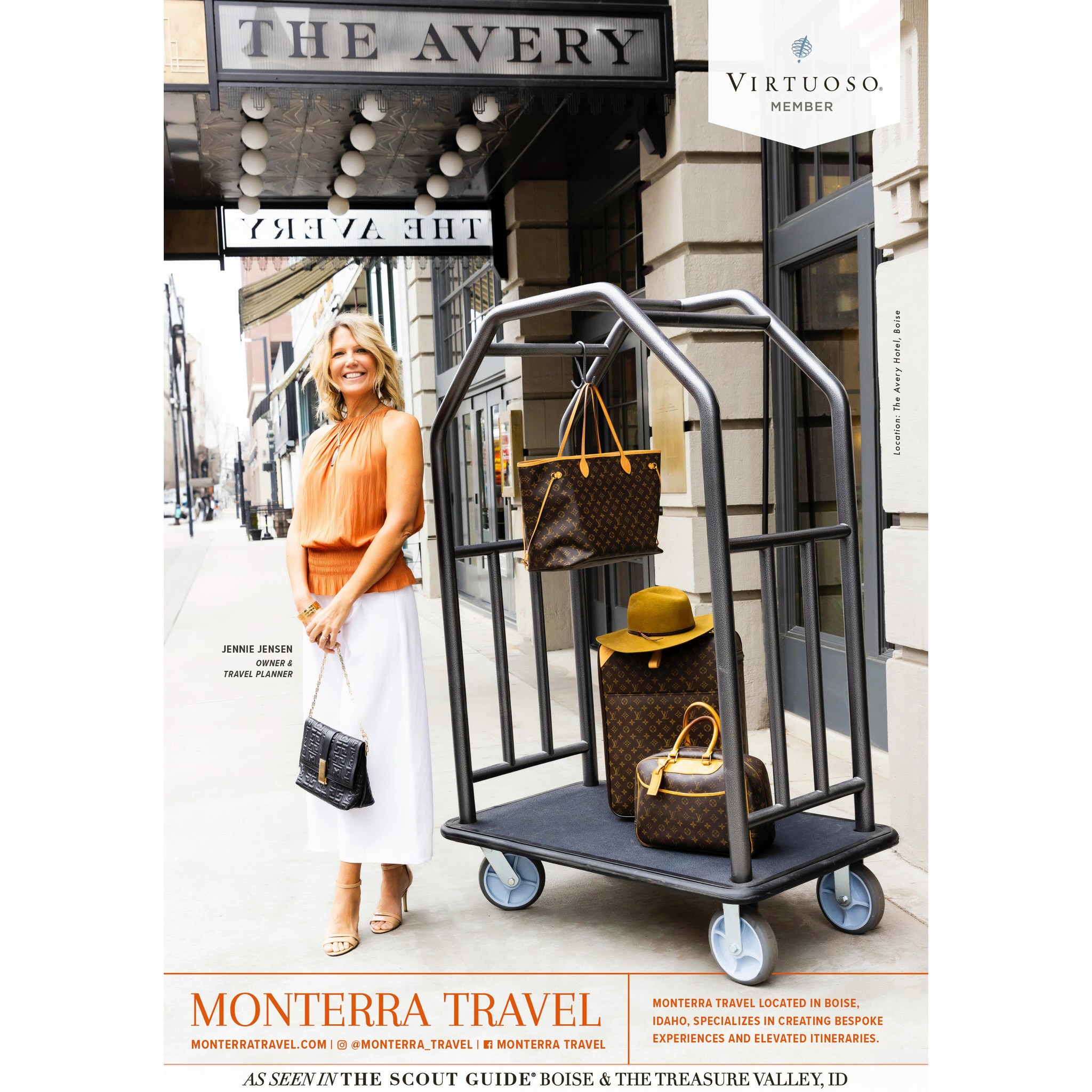 I’m the featured Travel Agency in the 6th Boise Scout Guide. I had a blast during my photo shoot as I had to pretend it was summer while shooting this photo in December outside the Avery Hotel in downtown Boise, Idaho. I’m honored to be a part of the local Boise community. @monterratravel @TSGBoise @thescoutguide @theaveryhotelboise @brandilynnphotograph @boise @travel @shoplocal @boiseevents @boisetravel @boiseidaho @traveladvisor @boisetimes @boisewithkids @boiseweekly @boise_bucketlist @boiseinsiders @visitboise