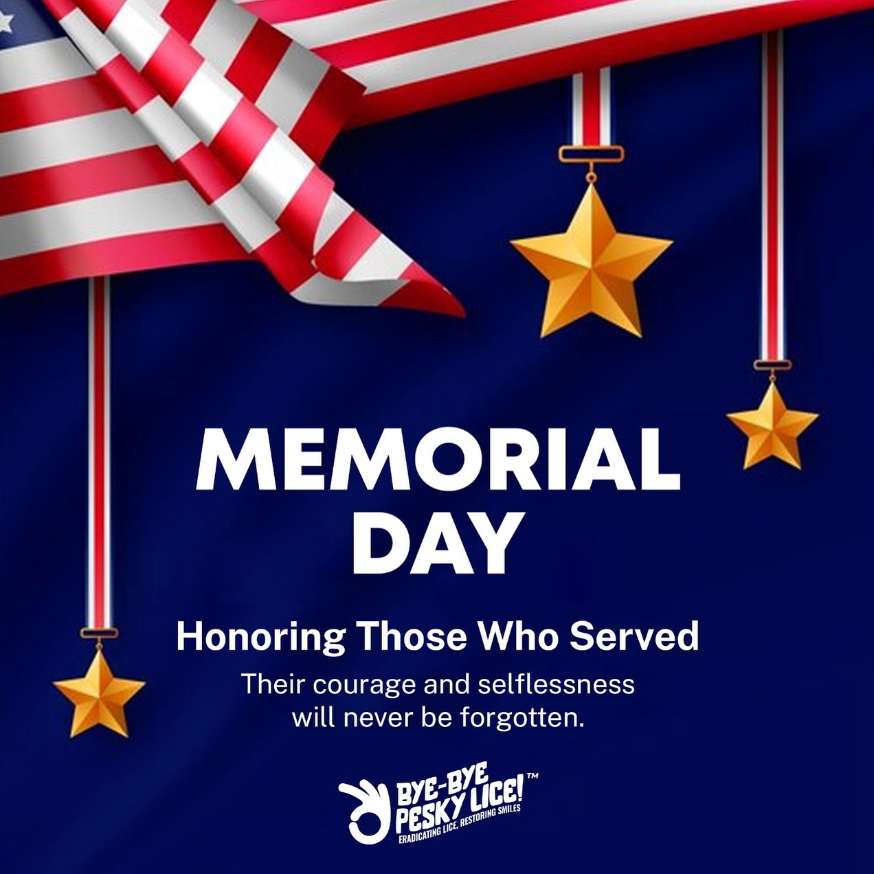 🇺🇸 Honoring Those Who Served 🇺🇸
As we celebrate Memorial Day, let’s take a moment to remember and honor the brave individuals who made the ultimate sacrifice for our country. Their courage and selflessness will never be forgotten.
At Bye-Bye Pesky Lice, we stand in solidarity with our military heroes and their families. Today, we pay tribute to their unwavering dedication and honor their memory.
Let’s also extend our gratitude to those who continue to serve and protect our nation. Your sacrifice and commitment inspire us every day.
As we enjoy this day with loved ones, let’s pause to reflect on the true meaning of Memorial Day and the profound impact of those who have served. 🌟 #MemorialDay #HonorAndRemember #ByeByePeskyLice 🇺🇸