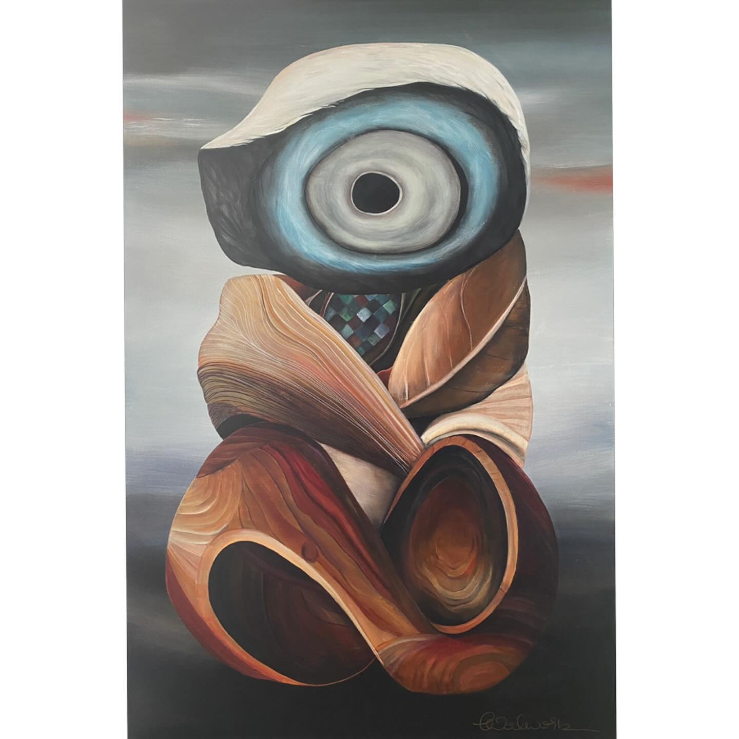 The Guardian- Te Kaitiaki
Mixed media on canvas
1550 x 1050 mm
This power piece will be heading to @artinthepark in September. The countdown begins.
She is the bird, the birdsong, and the air guiding her in flight.
She is the tree upon which she nests, just as she is the sun and rains nourishing
the tree’s leaves and deep roots.
She is the cycles, the moon, and the waters that steer her rhythms.
She is woven of every being and resides within every atom of this and every land within this infinite cosmos.
I Am that, as She is that which I Am.
Ko ia te manu, ko te tangi o te manu, ko te hau e arahi ana i a ia ki te rere
Ko ia te rakau e noho ai ia, he rite tonu ki te ra me te ua e whangai ana i ona rau me ona pakiaka hohonu.
Ko ia nga huringa, te marama, me nga wai e urungi ana i ana tangi
He mea raranga ia mo ia tangata, ka noho ki roto i ia ngota o tenei whenua me ia whenua.
Ko ahau tena, ko ia ko ahau.