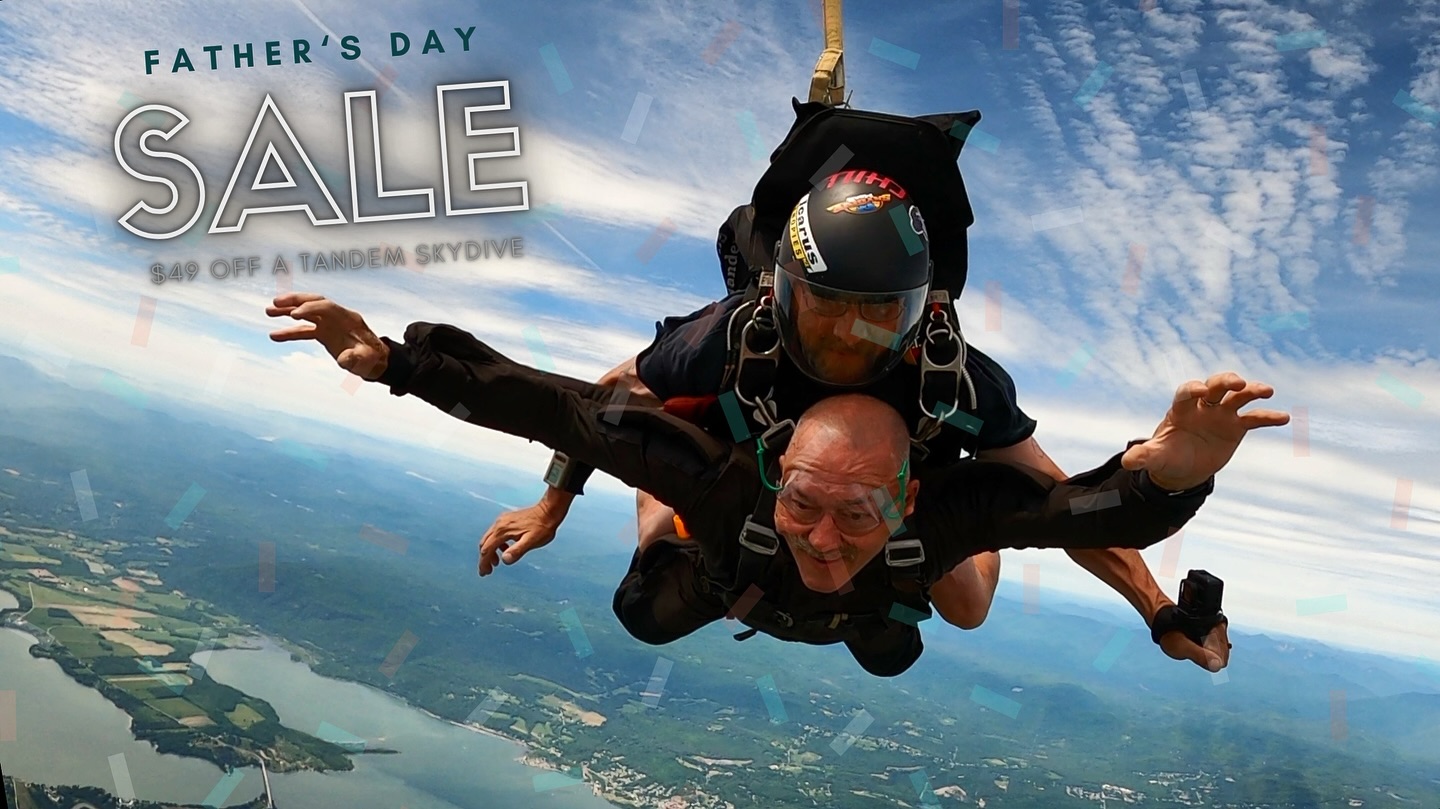 Experience the thrill of a lifetime with our unbeatable offer! Treat your dad (or mom) to an unforgettable adventure with $49 off our Tandem Skydive, now just $250 until Father’s Day. Plus, in celebration of all moms, we’re extending this exclusive deal to them too! Simply use the code “DadsRule24” when booking. Don’t miss out on making memories that will last a lifetime! Link in bio! #JumpVSA
#vermont
#vermontfathersday
#stowe
#fathersday
#burlington
#uvm
#champlain