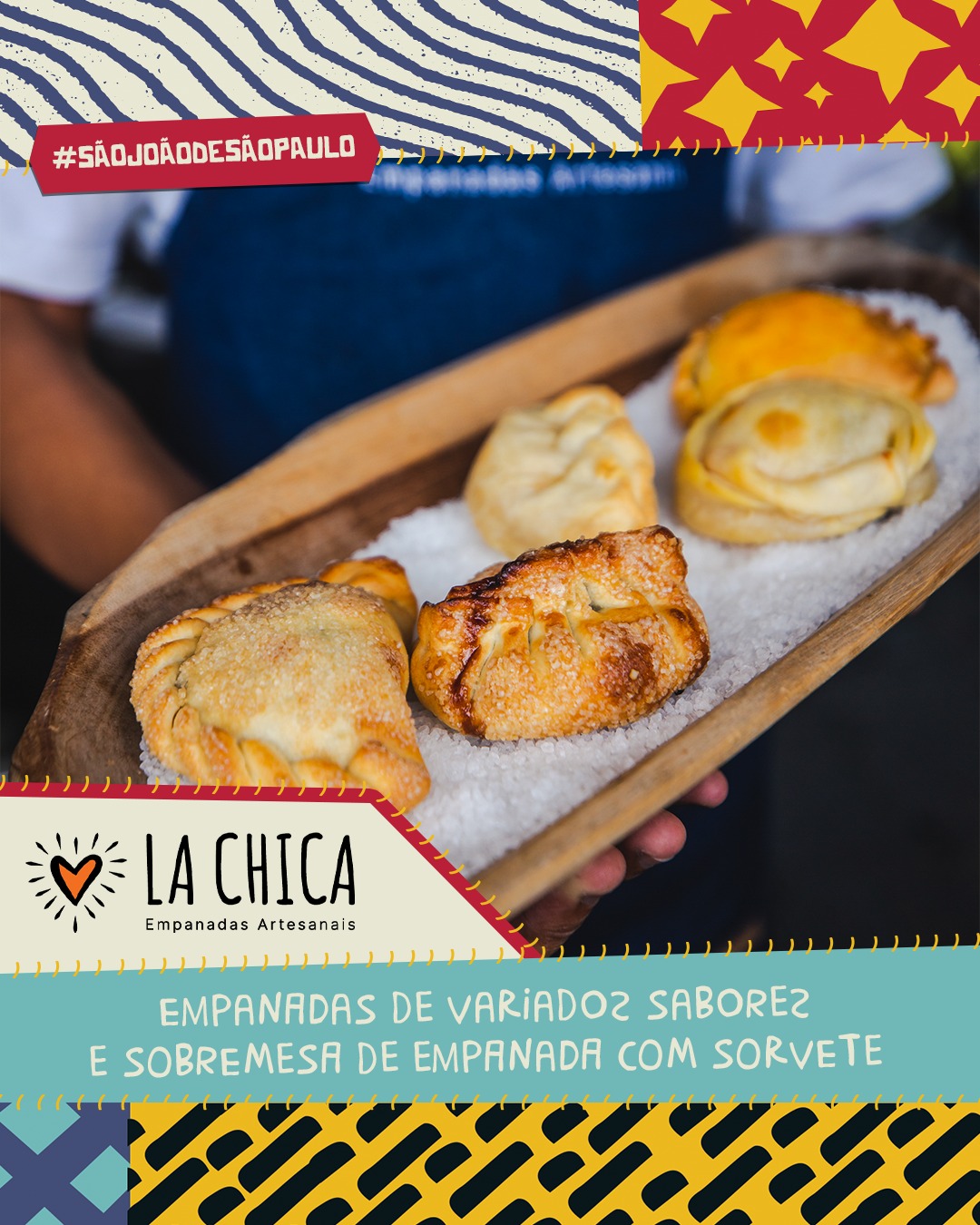#DicaLaChica
Quer uma dica do que fazer nesse feriadão?
Vem curtir com a gente o @saojoaodesp! Serão 4 dias de um delicioso Arraiá no Parque Villa Lobos.
Com muita comida, brincadeiras e shows! 🪗
E o melhor de tudo: a entrada do evento é GRATUITA.
Sujeito à lotação, então retire o seu ingresso para garantir e você não perder!
Os ingressos estão disponíveis na Sympla.
❤❤❤
🗓 30 e 31 de maio + 01 e 02 de junho
⏰ A partir das 10h
📍 Parque Villa Lobos
#festajunina #saojoao #empanadas