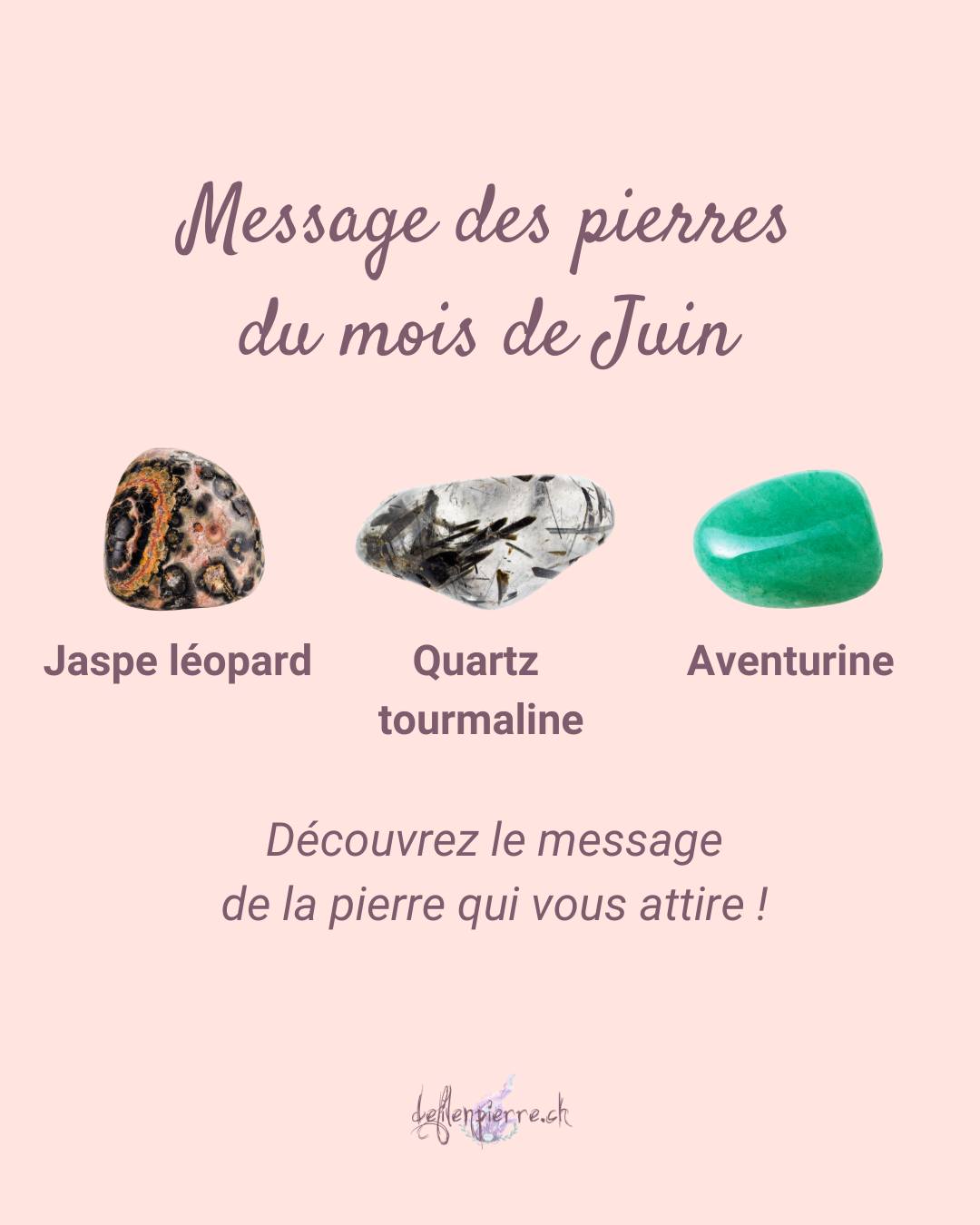 💎Message des pierres💎
En ce début de moi de Juin, je vous propose de découvrir le message des pierres pour ce mois. Choisissez celle qui vous attire le plus et lisez son message.
N’hésitez pas à me partager celle qui aura attirez votre attention.
#lithothérapie #bonheurauquotidien #croireensoi #sepanouir #spiritualité #developpementpersonnel