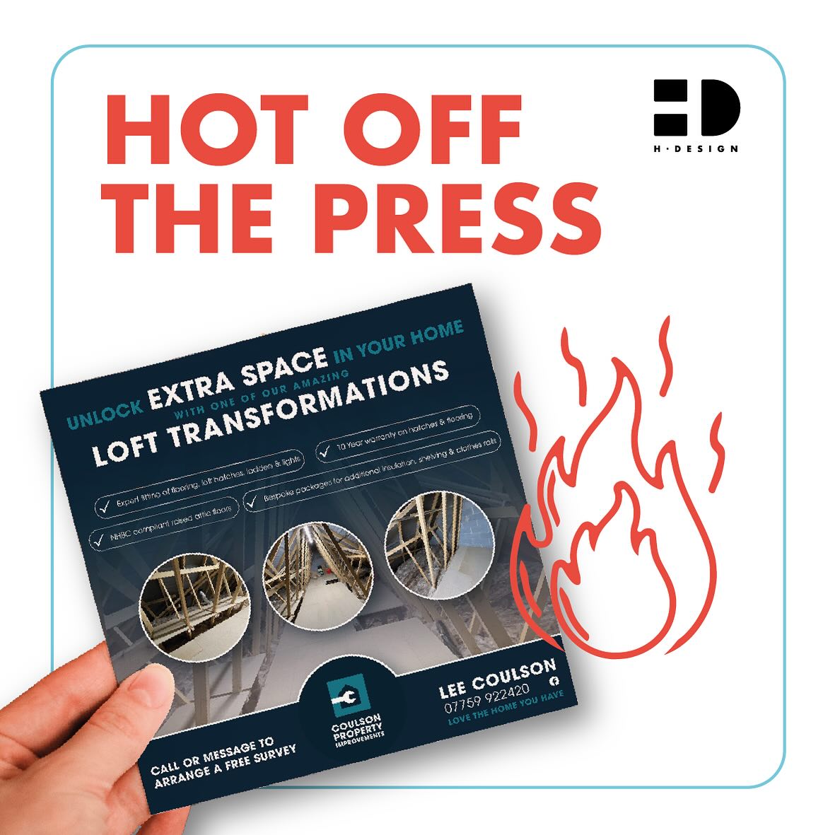 **🔥 Hot off the Press 🔥**
Just finished working with Lee at Coulson Property Improvements on his new flyer for loft transformations.
🚀 Unlock the extra space! 🏡✨
#LoftTransformation
#flyerdesign
#graphicdesign
#northampton
#northamptonshire