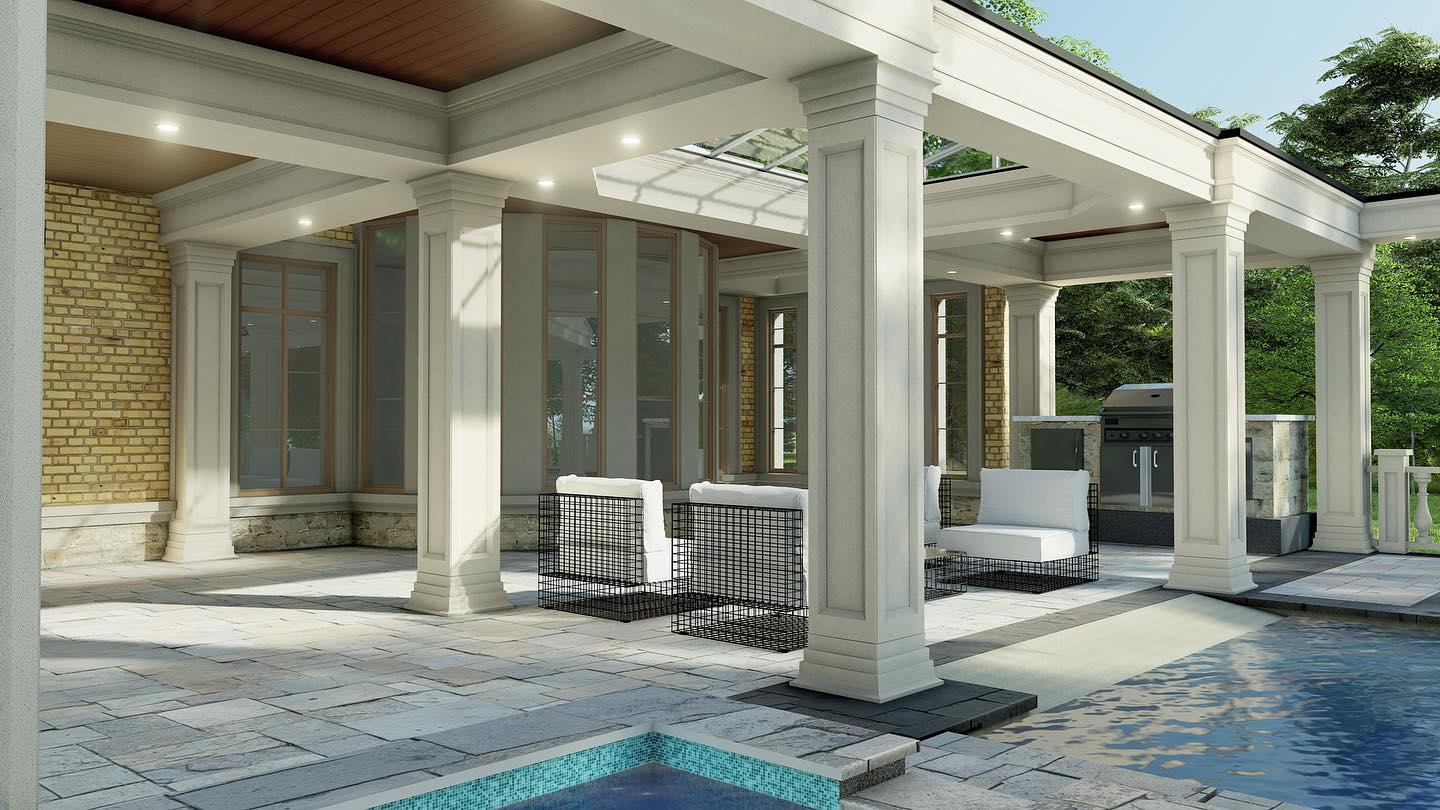 Dream backyard loading ☑️ DM us to get started #limestone #exteriorcladding #torontobuilder #oakvilleontario #customhome