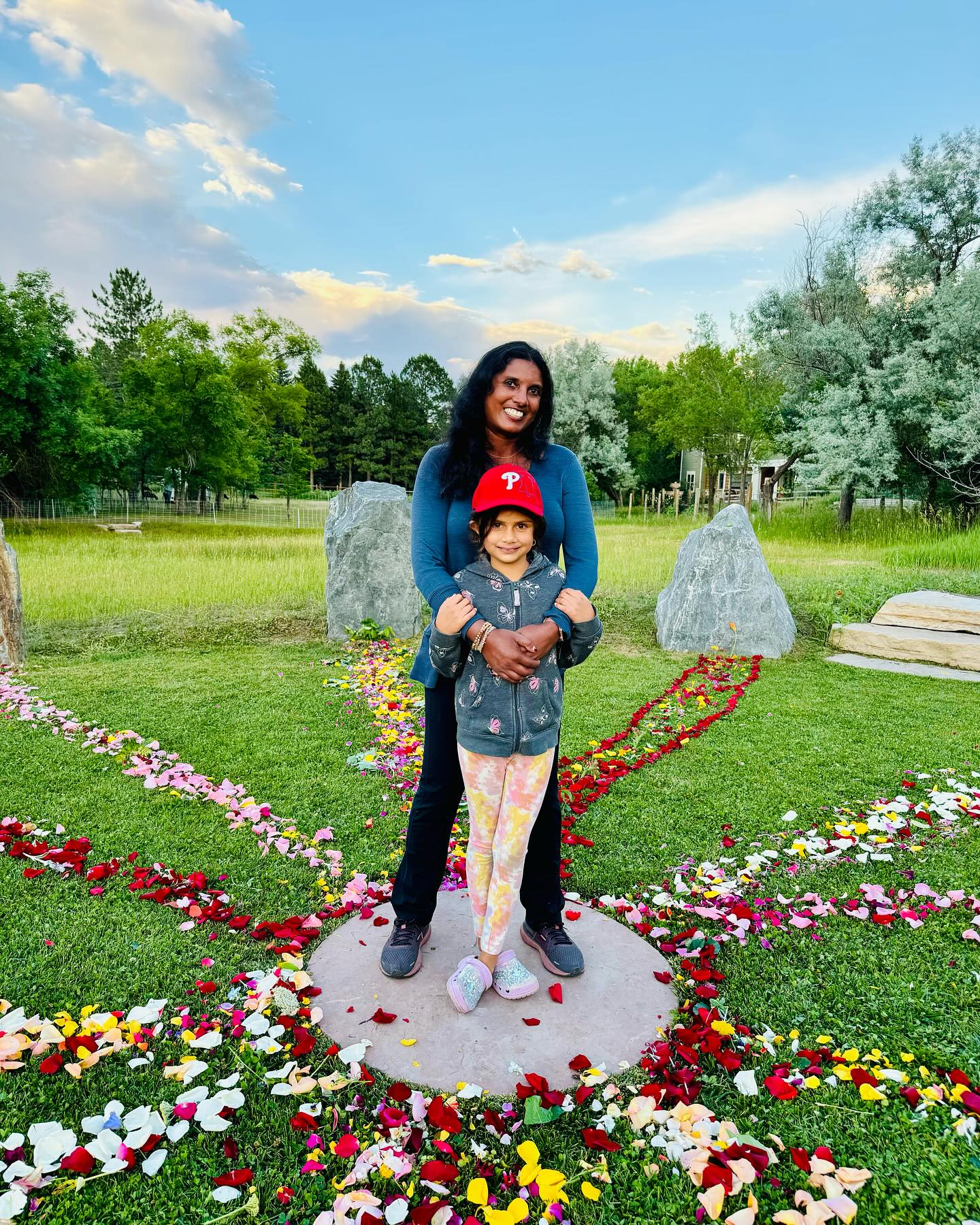 Celebrating the summer solstice in a stone circle filled with flowers @dharmasgarden #boulder #colorado #summer #solstice #flowers #summernights #happy #outside #magical