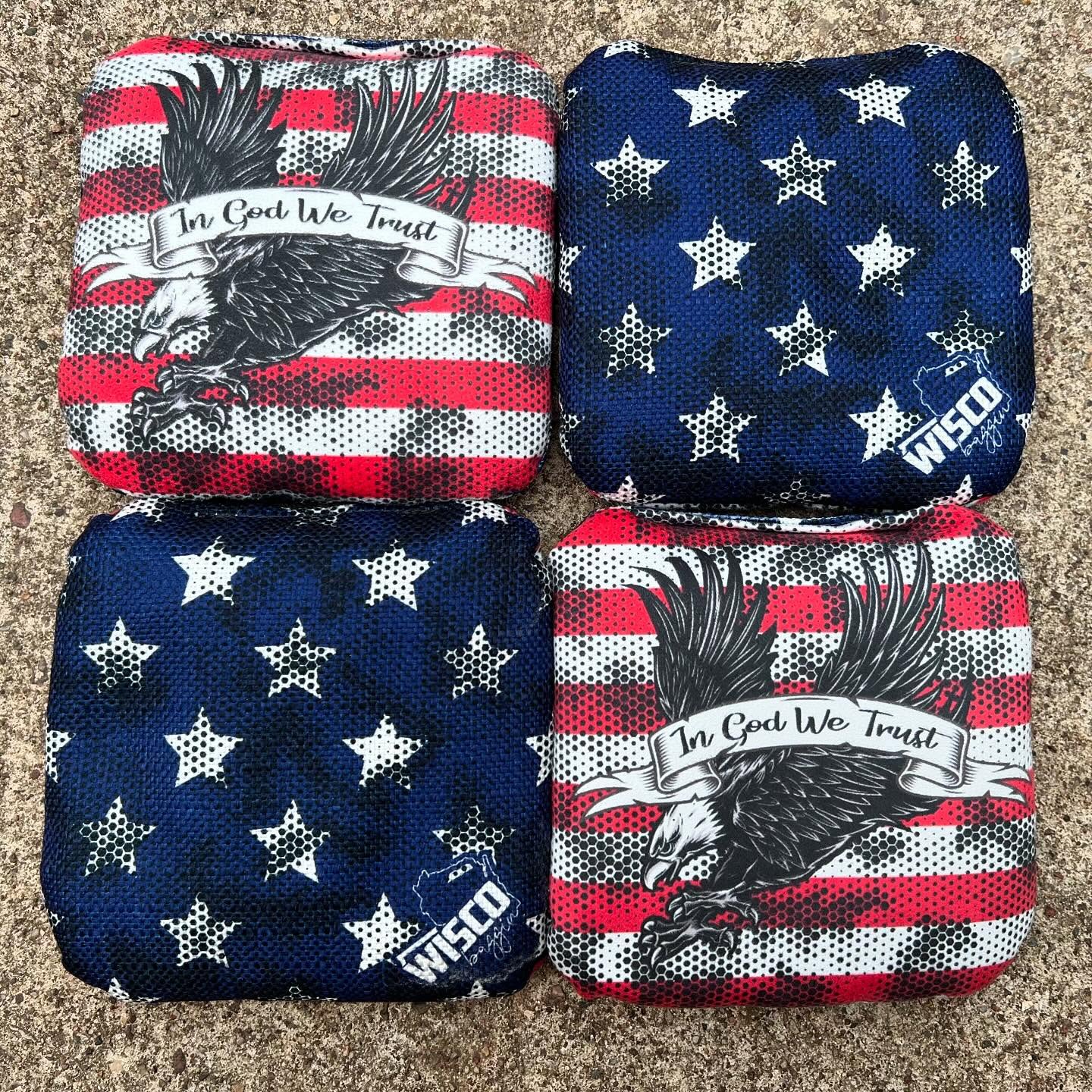 No words needed!?! #tossinbags #wiscobaggin #flagbags #fourthofjuly #independenceday #usa #redwhiteandblue #bagginwisco