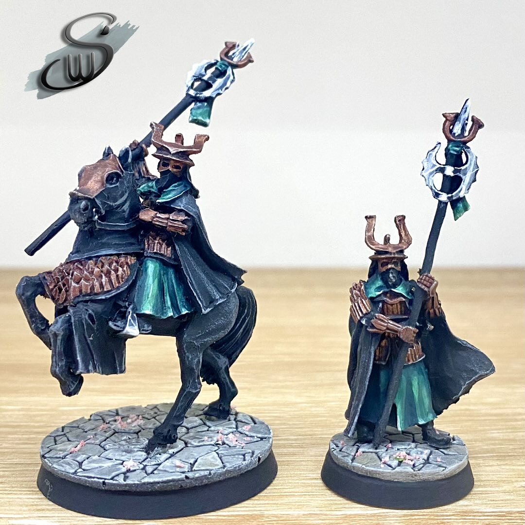 None can say quite what drove the Easterlings to worship the Dark Lord, but worship him they do, offering their lives readily on countless battlefields. Foremost among these devotees are the War Priests, who drive those around them into a battle frenzy, ignoring injuries or driving home sword strokes with unbelievable force. Some reason this is through fiery and religious fervour, others that it is by dark magic... regardless, the result is the same.
#MiddleEarthStrategyBattleGame
#MESBG
#GamesWorkshop
#MiniaturePainting
#Wargaming
#MiniatureWargaming
#EasterlingWarPriest
#Easterlings
#MiddleEarthMiniatures
#TabletopMiniatures
#FantasyMiniatures
#LotRMiniatures
#HobbyPainting
#MiniaturePainter
#WarhammerCommunity
#TabletopGaming
#MiniatureArt
#WarPriest
#PaintingMiniatures
#MiniatureHobby