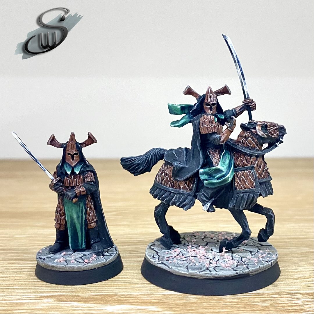 The first of my Japanese Samurai Easterlings. Every sword has been replaced with a more fitting and deadly Katana. The cherry blossom 🌸 is one of my favourite aspects of the samurai look. Watch this space for the rest of the army!
This Amdur has been converted to have a ‘Darth Vader’ force choke grip!
Some say that Amdûr is an orphan, raised from the gutter to join the ranks of the vast armies of the Dragon Emperor, others that he is the son of a princeling who turned from a life of privilege to dedicate himself to the art of the blade. What all who dwell east of the Sea of Rhûn agree upon is that he is one of the greatest swordsmen among the innumerable hordes sworn to Sauron’s cause. It was Amdûr who founded the order of Black Dragons which forms the elite vanguard of the Easterling armies, and among the Dragon Knights his name is spoken with a mixture of reverence and fear.
#MiddleEarthStrategyBattleGame
#MESBG
#GamesWorkshop
#MiniaturePainting
#Wargaming
#MiniatureWargaming
#AmdurLordOfBlades
#Easterlings
#MiddleEarthMiniatures
#MiniatureArt
#TabletopGaming
#MiniatureCommunity
#FantasyMiniatures
#WarhammerCommunity
#LotRMiniatures
#HobbyPainting
#MiniaturePainter
#Warhammer
#PaintingWarhammer
#EasterlingArmy