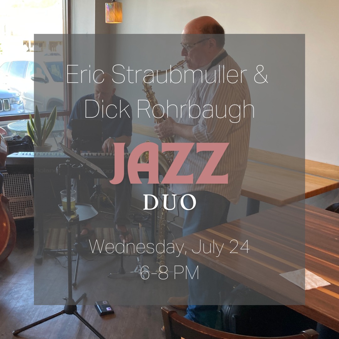 ✨🎶 Get ready for a night of jazz at Novios Café & Wine! 🎶✨
This Wednesday (July 24), we're thrilled to have the incredible duo of Eric Straubmuller on piano and Dick Rohrbaugh on saxophone, bringing their magic to our cozy spot. Bring a friend, and enjoy your favorite coffee, wine, or mocktail. It's the perfect midweek activity that you won't want to miss! 🎹🎷☕🍷
#LiveJazz #VivanLosNovios #CoffeeAndWineBar