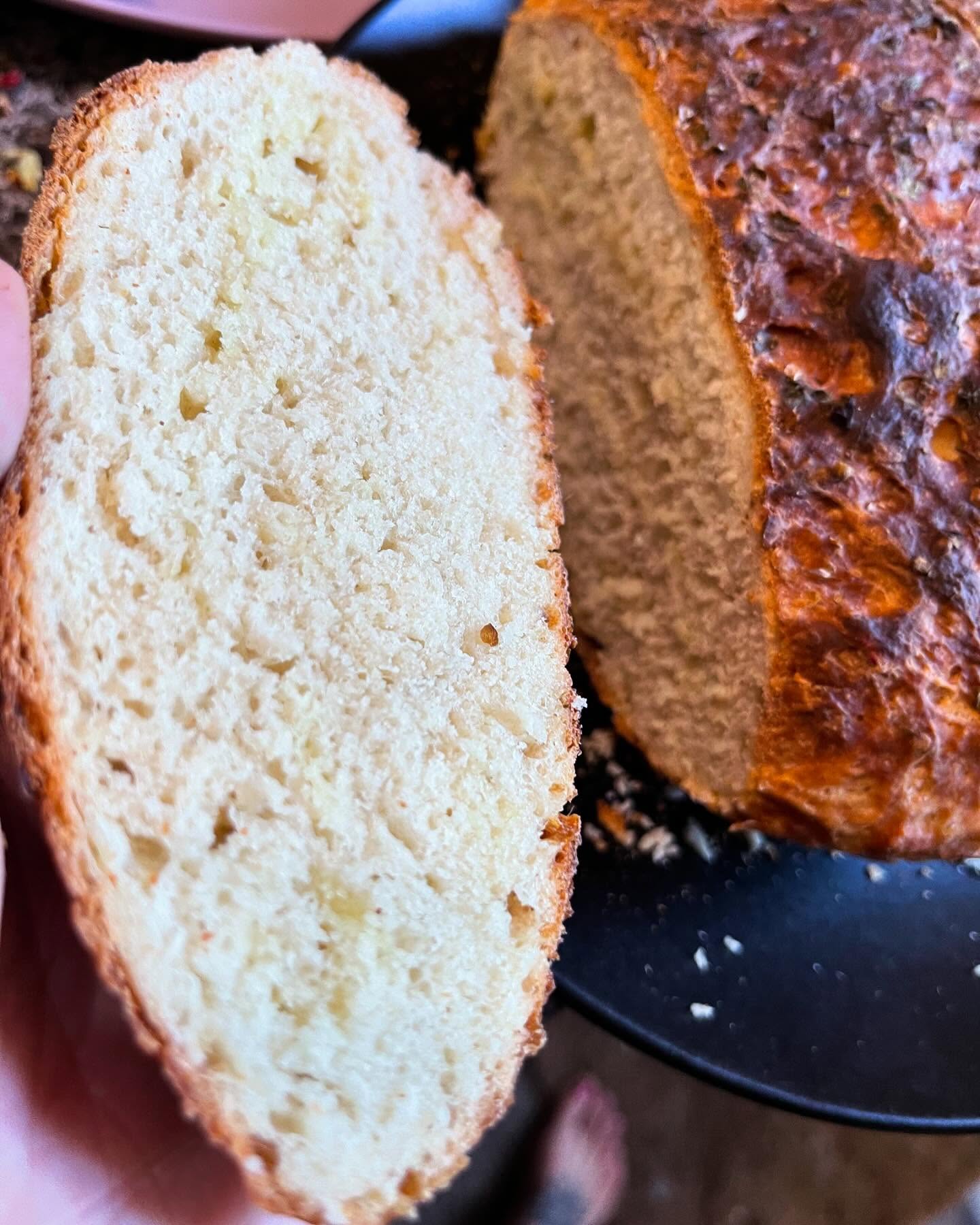 Dense but airy! This sourdough is crusty and delicious! Adorned with Himalayan sea salt and herbs and made with rosemary oil makes this bread delectable and you won’t want to share!
