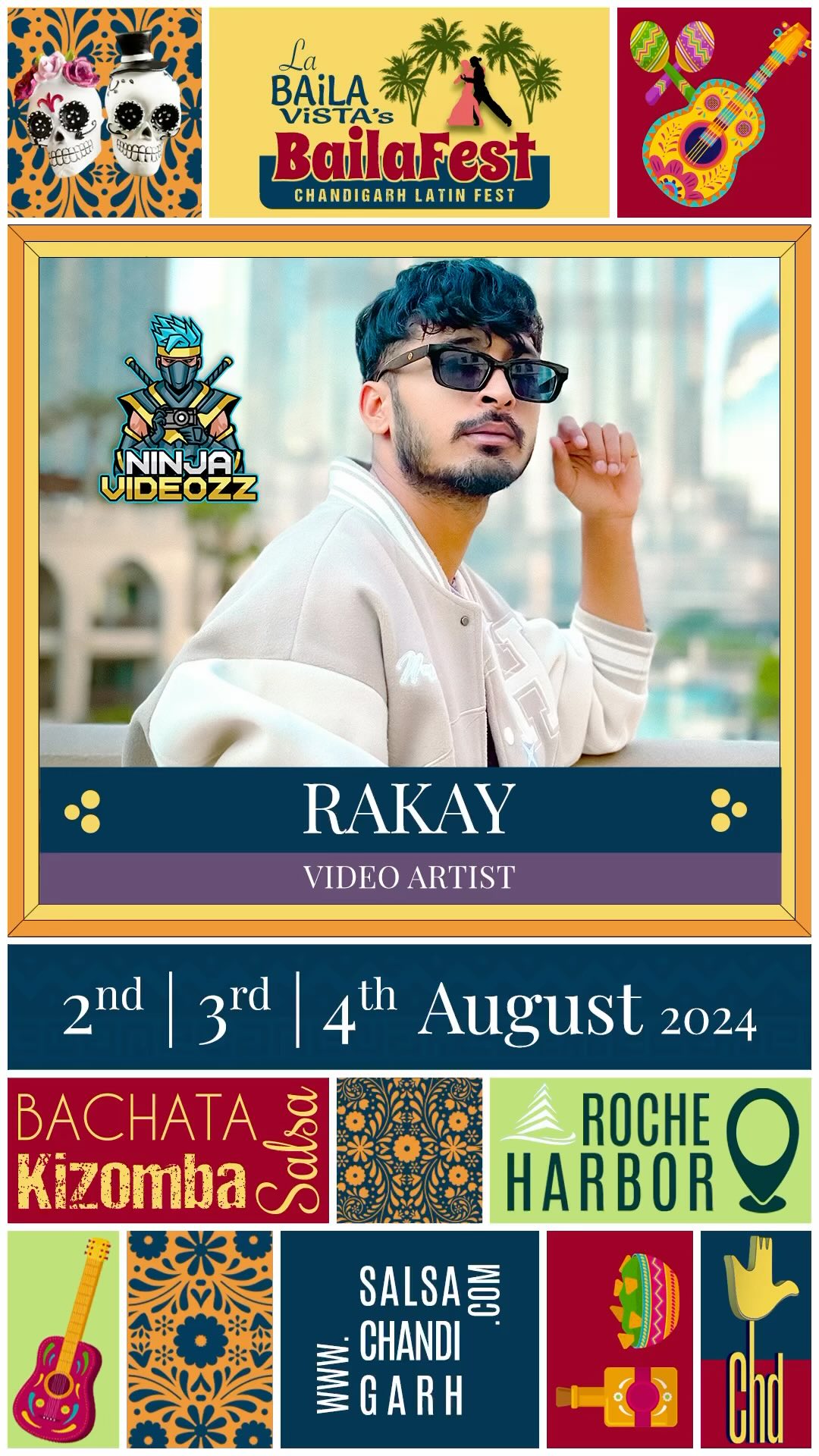 🎥✨ Introducing our incredible video artist for BailaFest - Rakay from Ninja Videozz! ✨🎥
Get ready for stunning visuals and epic moments captured by the best in the business. We can’t wait to see the magic Rakay will create at BailaFest!
#BailaFest #ChandigarhLatinFestival #NinjaVideozz #DanceFestival #VisualMagic #DanceCommunity #FestivalVibes