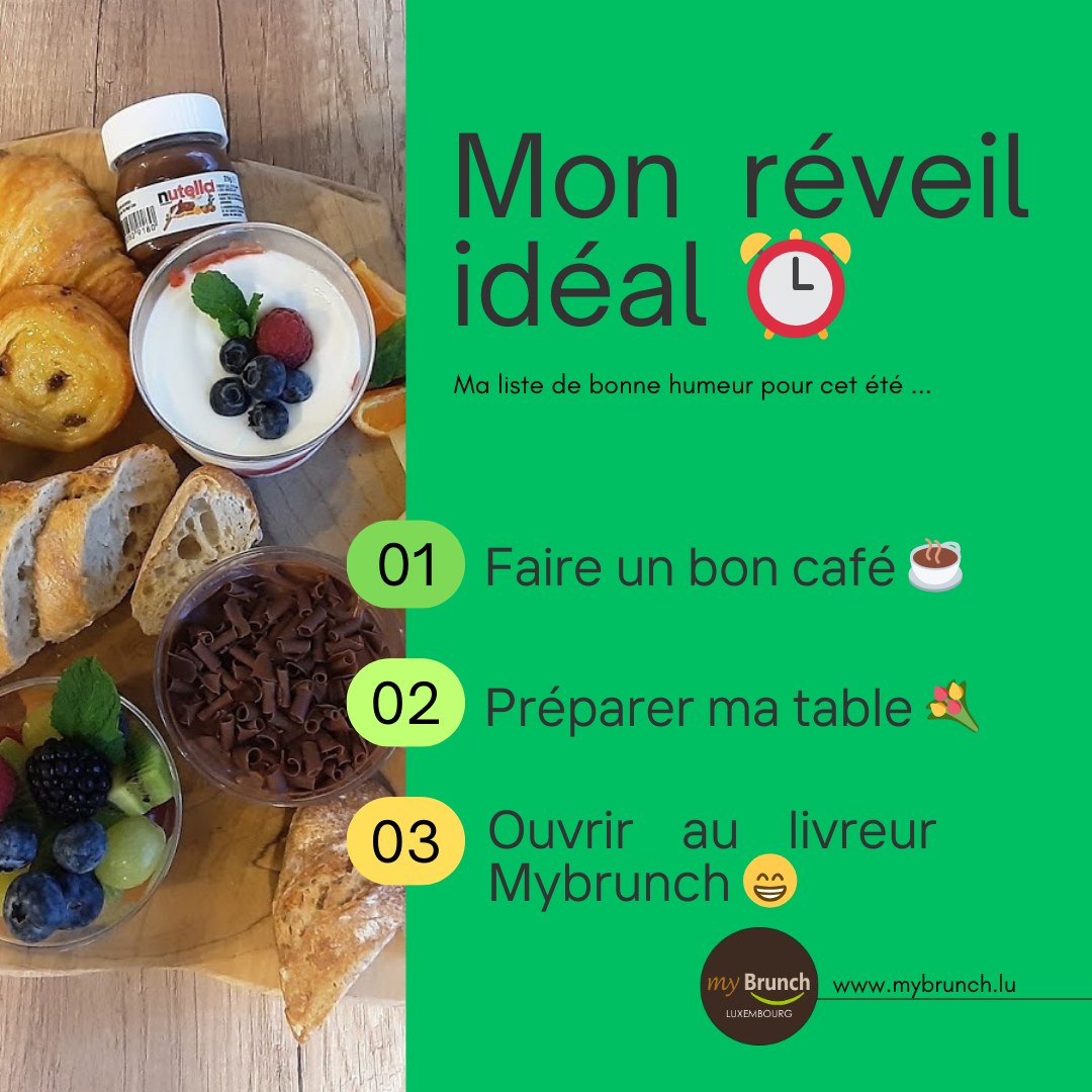 ☕💐😁 Les 3 étapes pour rester de bonne humeur cet été... vous livre le petit-déjeuner ou le brunch chez vous. Commandez maintenant sur https://mybrunch.lu
#summer #summerbrunch #luxembourg