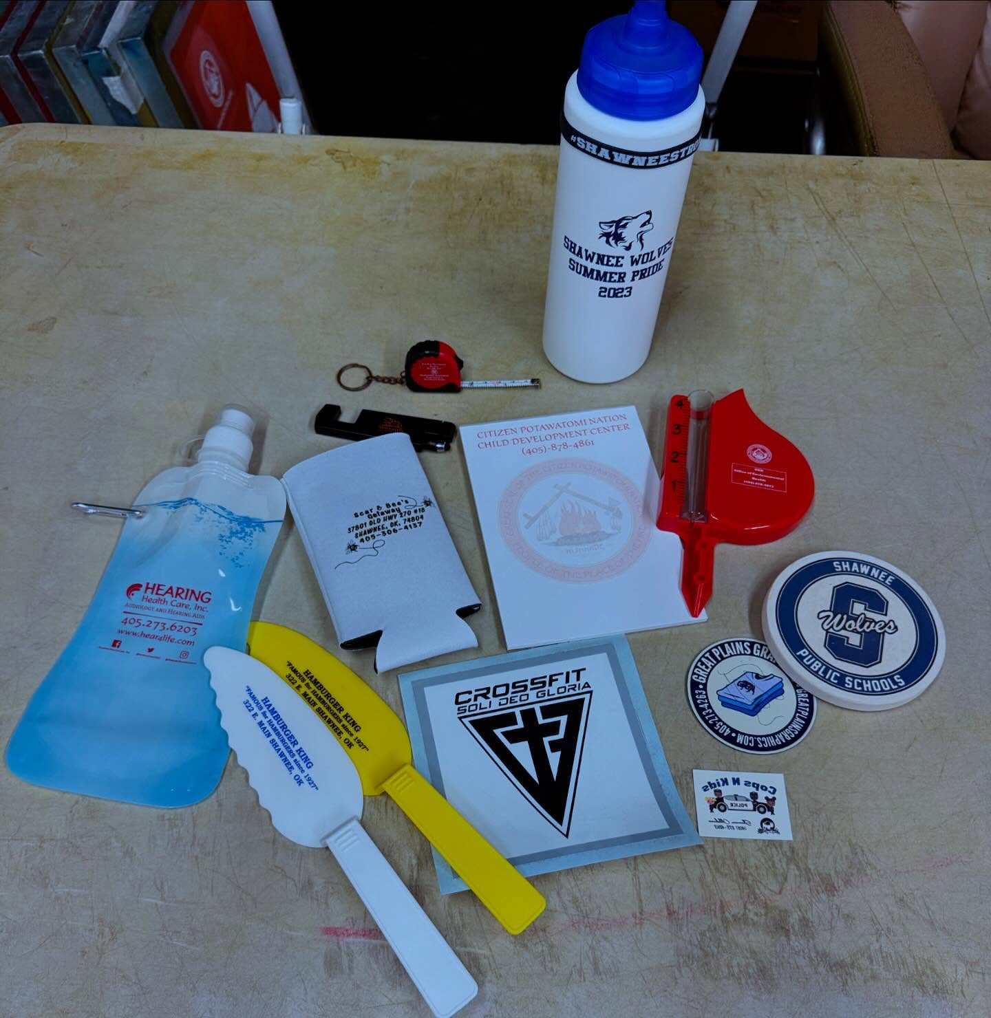 Looking for fun and unique Promo Products? Give us a call, email or stop by. We would love to find something for you. (405)273-4263, sales@greatplainsgraphics.com, 414 W. Federal, Shawnee, Ok.