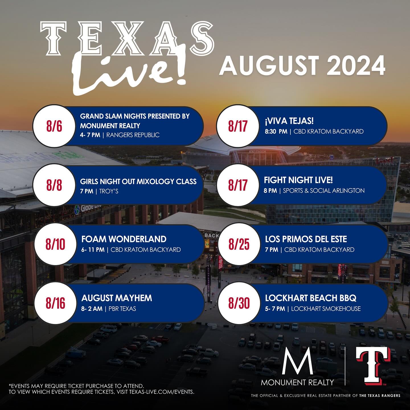 Get ready for an epic night at Texas Live! 🎉
Monument Realty presents the first-ever Glam Slam Night in Rangers Republic from 4-7 PM. Enjoy food and drink specials, exciting giveaways, and a whole lot of fun before the Rangers and Astros face off tonight.
Don’t miss out—join us and discover all the amazing events we have lined up this month! 🌟🍔🍻
#GlamSlamNight #TexasLive #MonumentRealty #AkashKhannaRealtor #DallasRealEstate #DallasHomes #DallasRealtor #HouseHuntingDallas #HomesByAkash #DallasTXRealtor #DallasHomeSales #RealEstateDallas #DreamHomeDallas #DallasProperty #NewHomeDallas #RealtorLife #DallasLuxuryHomes #DallasLiving #HomeSweetHomeDallas #DallasRealty #DFWRealEstate #TexasHomes #DallasNeighborhoods