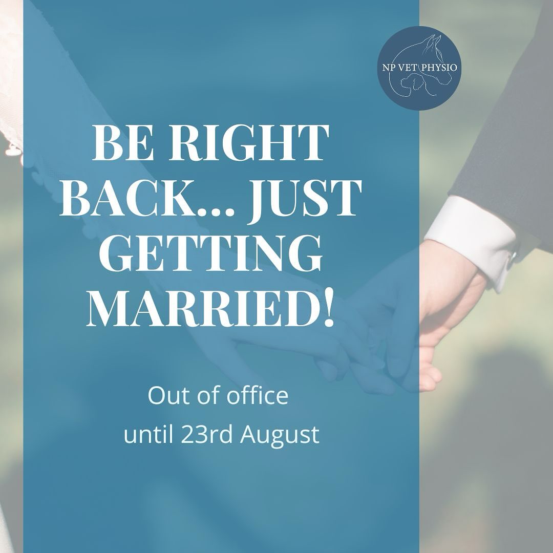Please bear with me whilst I take a couple of weeks off to get MARRIED!!! 💒👰🏼♀️🤵🏼
Enquiries will be replied to when I return as NB Vet Physio instead! 🤍
