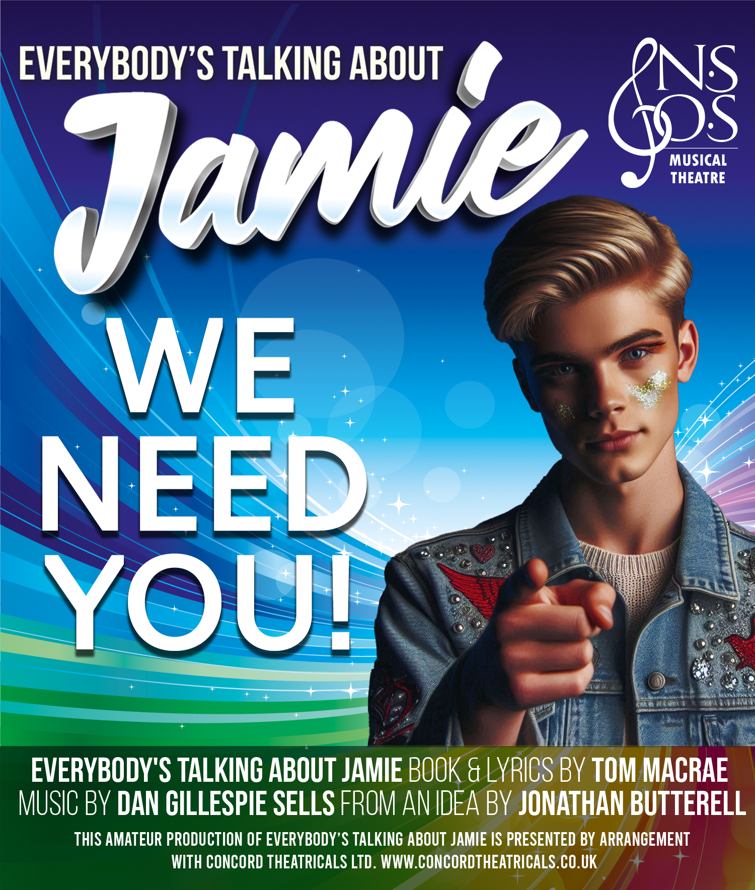 Jamie needs a couple more classmates! We're on the lookout for the last two male all round superstars to join our cast ahead of the start of rehearsals for 'Everybody's Talking About Jamie' in the next couple of months. Are you male, aged 16+ with a playing age of 16 and a love of acting, singing, and dancing? If so, register your interest in joining the cast at nsosltd@gmail.com