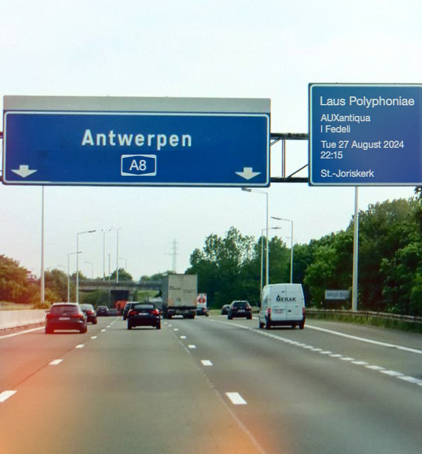AUXantiqua & I Fedeli – A8
German Polychoral Polyphony for Singers and Wind Instruments
The main road between Karlsruhe, Stuttgart, Ulm, Augsburg and Munich was once the musical silk road north of the Alps. During Laus Polyphoniae the ‘A8’ is the starting point for a clever combo of High Renaissance eight-part compositions from Southern Germany. Leading the parade are Stefan Steinemann, Kapellmeister of Augsburg Cathedral, the vocal ensemble AUXantiqua and the instrumentalists of I Fedeli (directed by Josué Meléndez & Catherine Motuz). The generous polyphony – impressive counterpoint that deserves a place of honour among the greats of the 16th century – is the work of Ludwig Daser, Gregor Aichinger, Hans Leo Hassler and Orlandus Lassus.
Program
Motets and instrumental pieces by L. Daser, B. Hoyoul, L. Lechner, G. Aichinger, HL. Hassler, C. Erbach, A. Gumpelzhaimer, O. Lassus & B. Borlasca
Performers
AUXantiqua & I Fedeli |
Stefan Steinemann, artistic leader
Tue 27 August 2024
22:15 - St.-Joriskerk
https://amuz.be/en/activity/auxantiqua-i-fedeli-a8/
@amuzantwerpen
#lauspolyphoniae #auxantiqua #ifedeli #A8 #antwerp #earlymusic #polyphonie #amuz #highwaytoheaven