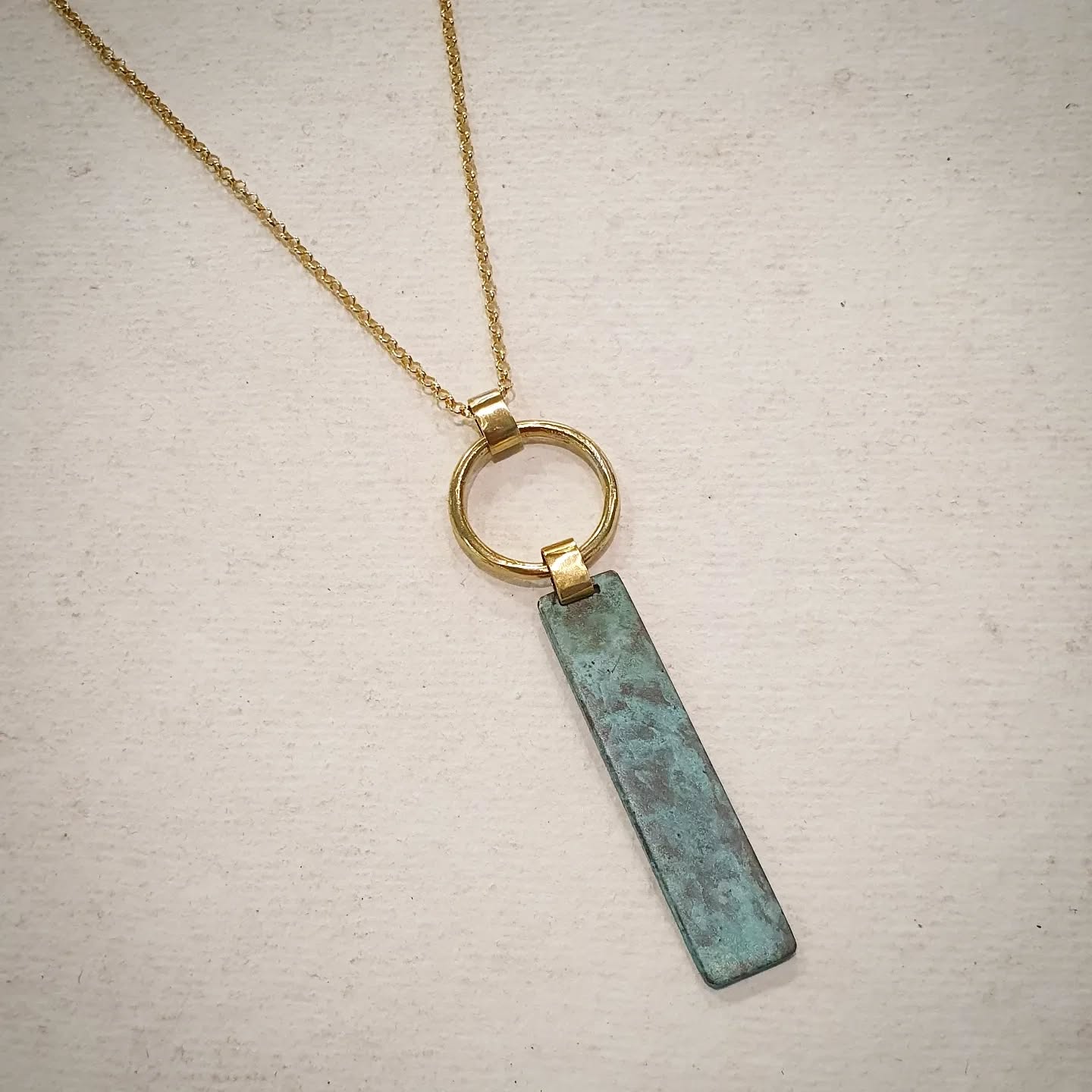 Copper patina necklace with brass, on gold plated silver chain. I need to quickly make a new one because I'll be sad to see it leave if I don't have my own 😅
#copperjewellery #copper #patina #verdigris #wabisabi #jewellery #jewelrydesigner