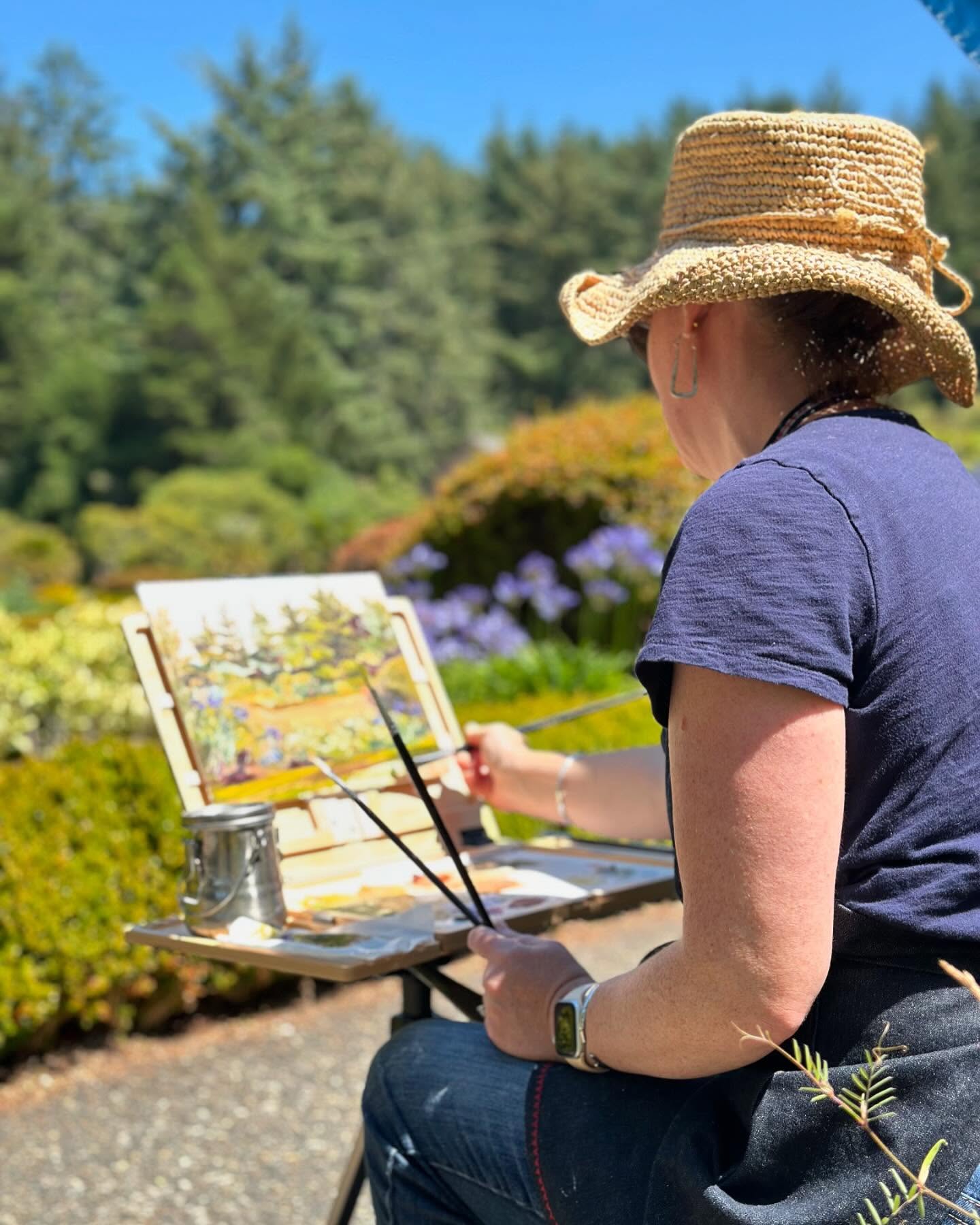 Well my first plein Air experience was lots of fun and challenging. I have so much to learn but enjoyed talking to all the visitors passing through and enjoyed the other fellow painters. Shore Acres Botanical Garden.