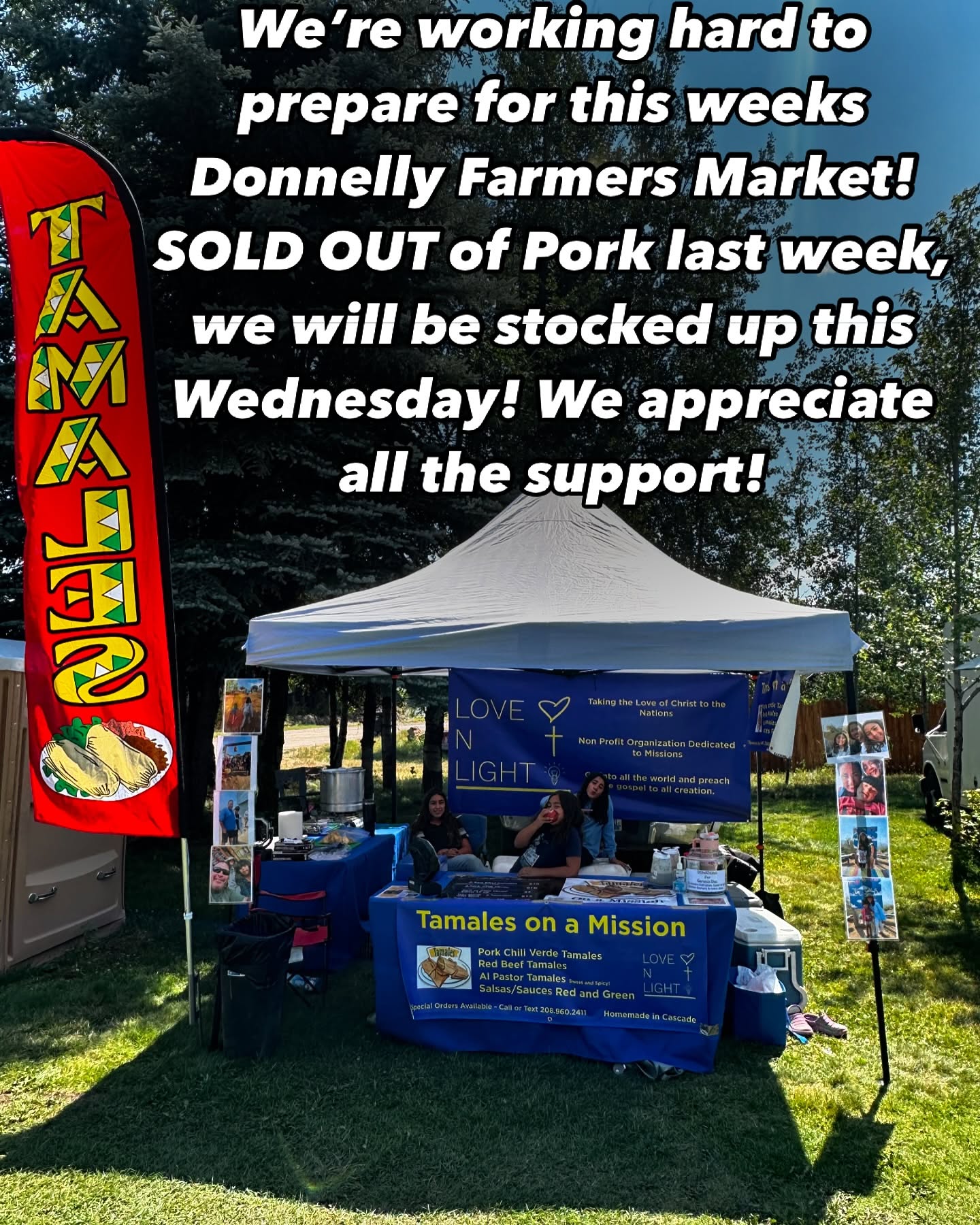 We SOLD OUT of our Pork Tamales last week! These girls are working this weekend to stock up for this weeks @donnellyfarmersmarket ! @tamales_on_a_mission has booked our tickets for our return trip to @genesisdiez this November! We appreciate all the support that makes this happen Thanks you! #tamales #tamalesonamission
