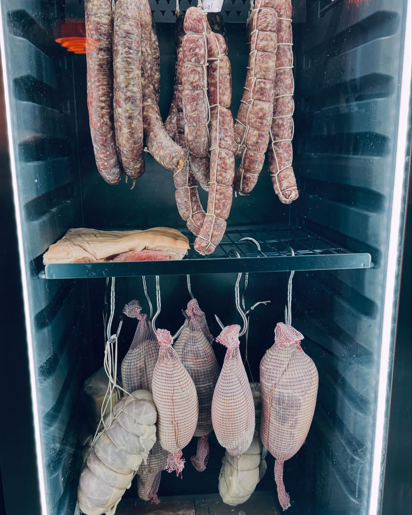 Our new home made salami and coppa is coming along nicely. We have been working on making our own charcuterie for a long time. #salami #charcuterie