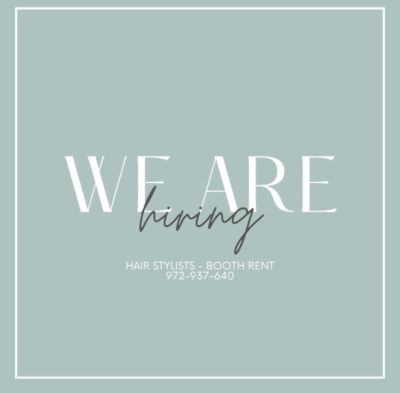 We are hiring hairstylist! First two months discounted booth rent! Back bar, commission on products, and so much more! Please call 972-937-6401 or email your resume to kelley@studio77spa.com