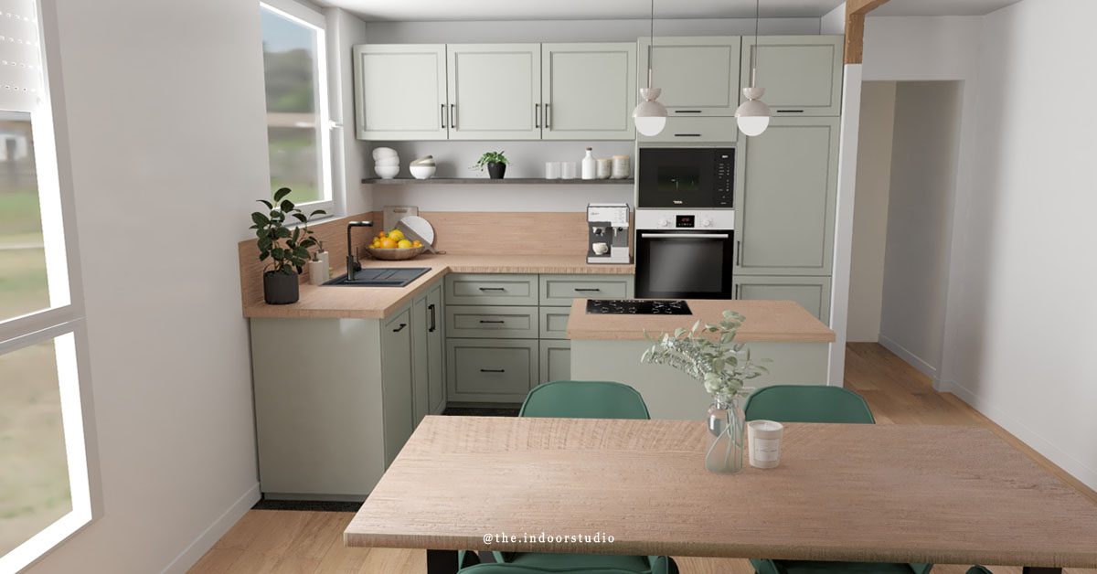 . Projet Pestal .
Conception d'une cuisine ouverte sur le séjour. ✨
Mes clients viennent d'acquérir cet appartement et ils souhaiteraient retravailler la cuisine (6m2).Plus d'espace de plan de travail avec un ilôt central et un peu plus de rangement. Une cuisine fonctionnelle et pratique avant tout.
Leur souhait étant d'avoir des façades de cuisine de couleurs claires et moulurées, un plan de travail en bois et un ilôt central.
Je décide de choisir un vert assez doux qui s'accordera parfaitement avec le bois pour un style classique mais élégant et en 2ème proposition, une cuisine blanche en U pour plus de rangements et d'espaces de plan de travail, un intemporel.
Quelle version préférez-vous ? 😊
#architecturedintérieur #amenagementinterieur #design #architectedintérieur #interieur #homestyle #sketchup3d #home #designdinterieur #agencement #aménagement #interiordesign #décoration #matières #harmonie #espaces #matériaux #texture #bois #sketchup #3dmodeling #vray #décohome #choix #cuisine #kitchen