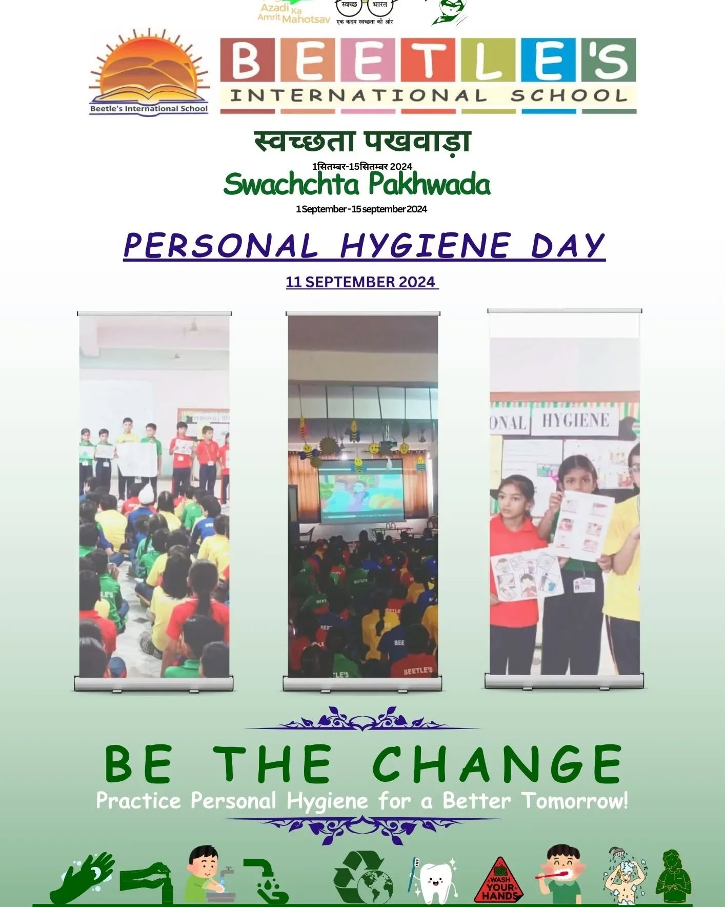 π§Όβ¨ Personal Hygiene Day @ Beetleβs International school β¨π§Ό
As part of the Swachhta Pakhwada initiative, our students participated in an engaging AV session in the computer lab, highlighting the importance of personal hygiene and cleanliness in our daily lives! π»π₯
Through educational videos and interactive activities, they learned why cleanliness is not only key to good health but also vital for overall well-being. π§΄πΏβ¨
π‘ Key Lessons:
1. π§½ The importance of regular handwashing ποΈ
2. πͺ₯ Personal hygiene habits for a healthy lifestyle π©Ί
3. π§Ό Keeping surroundings clean for a better environment π
Let's continue spreading the message of cleanliness and wellness, ensuring our students are champions of hygiene both in school and at home! ππ§
#jaipurschools #CBSE #india #SwachhtaPakhwada #PersonalHygiene #CleanSchool #HealthyStudents #HygieneIsImportant #AVSession #SchoolEvents
