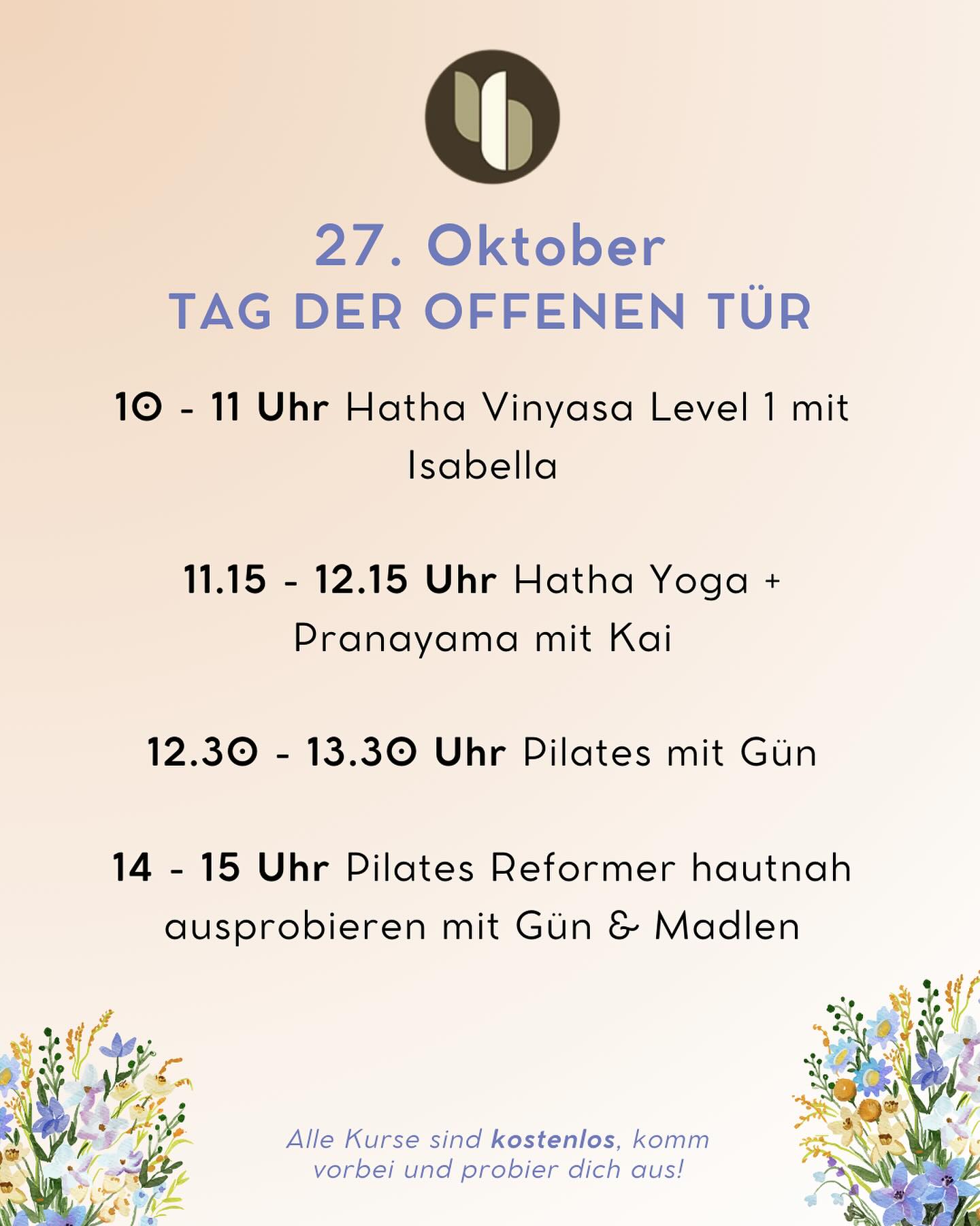 Wir öffnen unsere Türen! 🌱
Am 27. Oktober gibt es zahlreiche Kurse, komm vorbei und probier dich aus.
Connect | Move | Breathe | Laugh | Relax | Feel
Du kannst dich gerne über kostenlos unsere Webseite anmelden, wir freuen uns auf dich 💕 Bringe unbedingt deinen Yoga– oder Pilatesbuddy mit.
#yogabar #yogabarbochum #yogainbochum #bochumlangendreer #pilates #yoga #klang #somatischesyoga #pilatesreformer #pilatesbochum #communityday #tagderoffenentür #yogaimpott