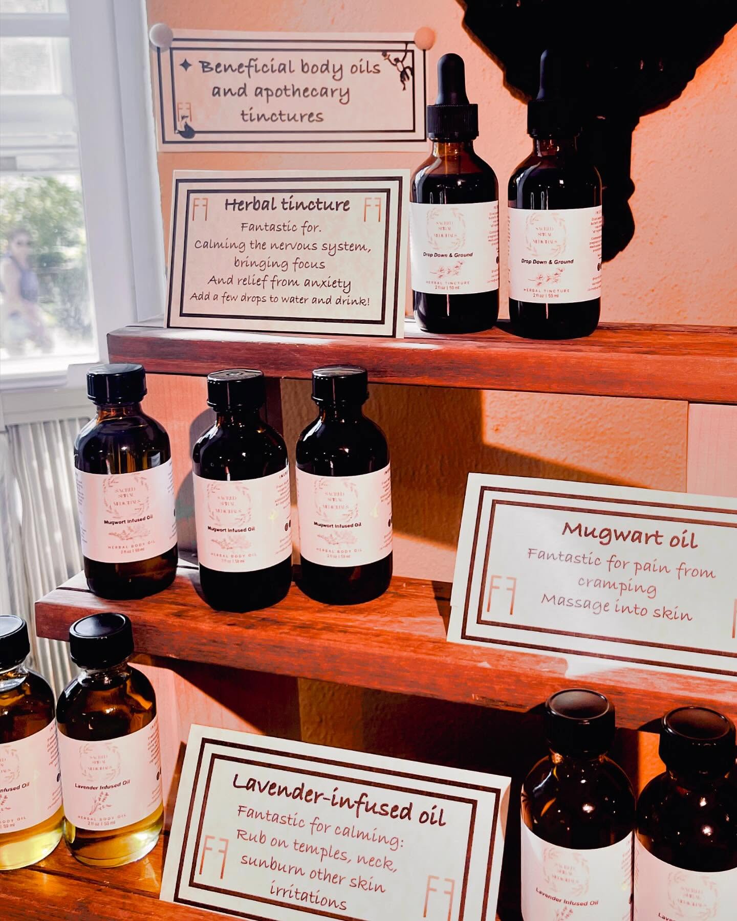 So@excited to have herbal ointment remedies and our first tincture products in the apothecary!! Thank you Sacred Spiral, The Fox and the Frog loves you!