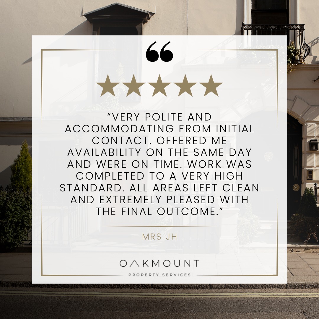 We're thrilled to receive such positive feedback! At Oakmount Property Services, customer satisfaction is our top priority 🌟
We're dedicated to delivering high-quality service with attention to detail. When it's managing your property, we ensure everything is completed to the highest standard. Thank you, Mrs. JH, for your kind words!
Looking for a reliable property management service? Contact us today and experience the Oakmount difference!
📞 0161 250 5735
📧 rs@oakmount.uk
🌐 www.oakmount.uk
#CustomerReview #PropertyManagement #OakmountPropertyServices #ClientSatisfaction #PropertyAdmin