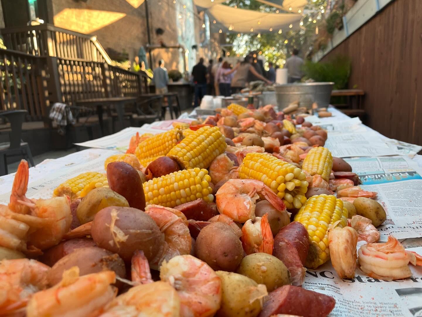 Yum! Fall is a great time to host a low country boil! #lowcountryboil #catering #bbqcatering #bigbuttbbq