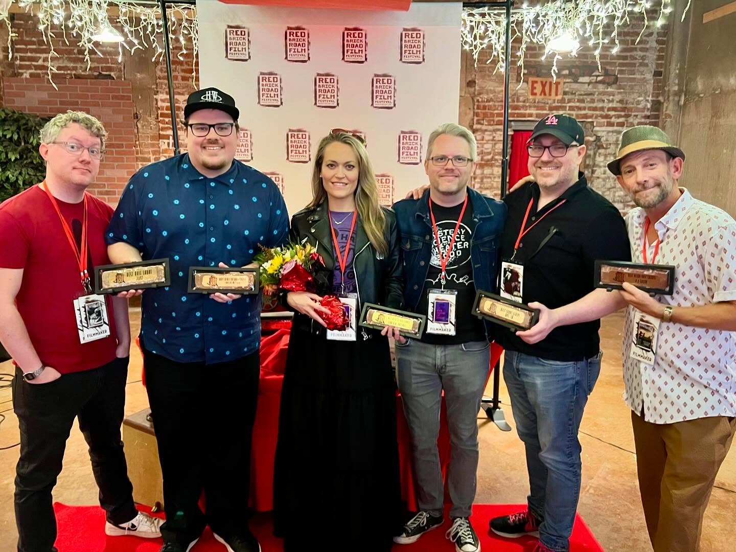 The FLINT crew swept Red Brick Road Film Festival! We took home every award category we were nominated in - Best Okie Short, Best Director, and Best Actor for @PJSosko - and to make matters even sweeter, FLINT producer @LeahNHPhilpott took home Best Actress for her fantastic turn in WHEN SHADOWS LAY DARKEST and producer @SterlingGates took home Best Short Screenplay for his super fun chiller APT. 1B! Major congrats to the many cast and crew members who helped us bring this psychological thriller to life, and to all of our friends and family who came out to pack the Royal Theatre on Friday, and to RBRFF for giving us a platform near home, THANK YOU! #indiefilm #independentfilm #okiefilm #oklahomafilm