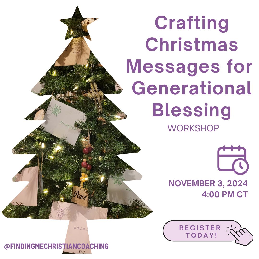 Calling all Christian women who want to impact their circle of influence.
Are you looking for a meaningful Christmas gift that resonates deep within the hearts of your children and grandchildren?
Are you looking to encourage a friend or other family member?
In this transformative 2-hour virtual workshop, I will give you tools and resources to create heartfelt Christmas messages tailored to your loved ones that are filled with words of hope, love, and encouragement.
Link in BIO to sign up! 💜✝👆
#CraftingChristmasmessages #legacy #generationalblessing #lifecoachforChristianwomen #personalgrowth #spiritualgrowth #identityinChrist #Christianlifecoachforwomen #lifecoachforChristianwomen #abundantlife #gospel #Enneagramlifecoach #findingyou #Enneagram1 #Enneagram2 #Enneagram3 #Enneagram4 #Enneagram5 #Enneagram6 #Enneagram7 #Enneagram8 #Enneagram9 #Christmasgift #lifegiving #lovedones