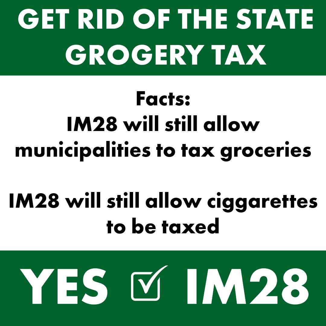 South Dakota is only one of two states in the country that still fully taxes groceries. It’s time we help out SD working families and get rid of our state grocery tax! Vote YES on IM28 Tuesday, November 5th 7am-7pm. 💚🇺🇸🌽🥦🍎🍳🥩
#YESonIM28 #repealthegrocerytax #sodak #aberdeen #sufu #rapidcity #hifromsd #southdakotafamily #brookings #pierre #grocerytax #vote