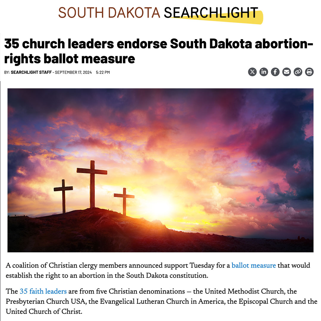 ✝️ 35 Christian Church Leaders Endorse Amendment G! ✝️
Across denominations—Lutherans, Episcopalians, Unitarians, Methodists, and more—our church leaders are standing up for compassion and freedom by supporting Amendment G. They recognize just how extreme South Dakota’s current abortion law is: no exceptions for rape, incest, or fatal fetal anomalies means no options for those in need.
Amendment G restores the rights we had for fifty years under Roe v. Wade. 🗳️ Make a plan to vote YES on G and don’t let the loud, oppressive bullies intimidate you. This race is a 50/50 coin flip, and every vote counts. So let’s get out there, turn out voters, and have those important conversations with family and friends.
Let’s do this—VOTE YES ON G! 💪 #AmendmentG #VoteYes #FreedomAndCompassion