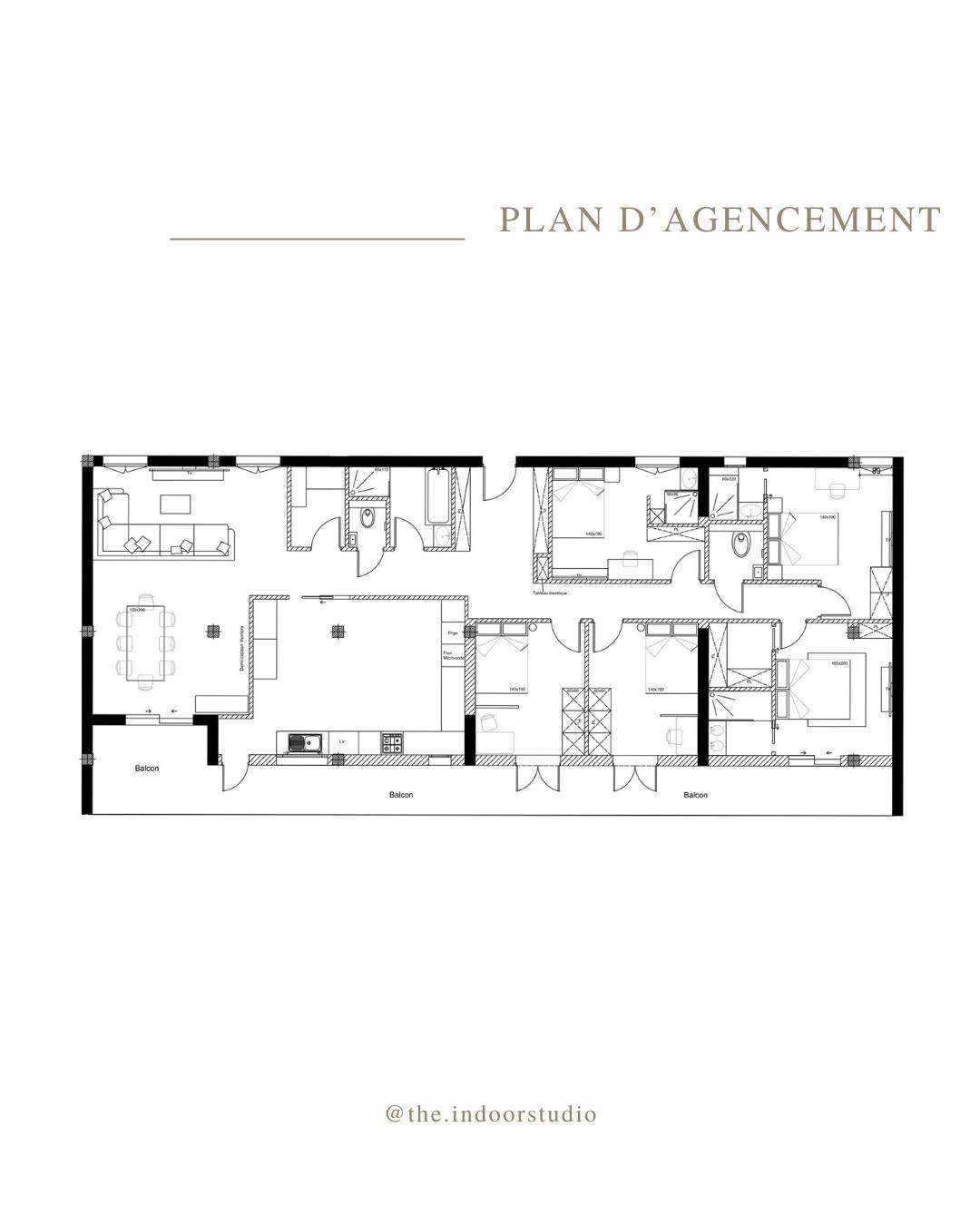 . Projet Bastié .
Voici le plan d'agencement du projet Bastié qui a été validé par mes clients et qui respecte leur cahier des charges :
Un travail sur la redistribution des espaces ! Tout a été repensé et réfléchi pour créer un intérieur qui correspond à leur mode de vie et à leurs besoins. ✨
Ils souhaitaient :
- Au total 5 chambres dont une suite parentale + 2 chambres avec une salle d'eau
- 2 fonctions dans la pièce de vie (Salon et salle à manger)
- Une grande cuisine fermée
- une salle de bain + douche
- 2 WC séparés
- Une petite buanderie
- Toutes les chambres avec des rangements
Les espaces nuits sont bien distincts de l'espace jour. La pièce de vie offrira une excellente luminosité tout au long de la journée. La cuisine sera fermée, elle sera fonctionnelle avec beaucoup de rangements, une verrière pourra être installée pour une impression d'ouverture sur le salon et pour avoir une pièce encore plus lumineuse. Création d'une buanderie et d'un cellier possible à part dans la cuisine (s'ils le souhaitent), pour plus d'espaces de rangements. Agrandissement des pièces pour les chambres pour créer une suite avec salle de bain et dressing. Les chambres pourront bénéficier de la lumière naturelle dès le début de la journée. 🙂
Bonne journée 🕊
#interiordesign #interieur #décoration #agencement #design #architectedintérieur #decoratricedinterieur #archilovers #home #harmonie #designdinterieur #amenagement #homesweethome #espaces #deco #decoratrice #homestyle #amenagementinterieur #sketchinterior #prestations #plan #plandinterieur #croquis #bordeaux