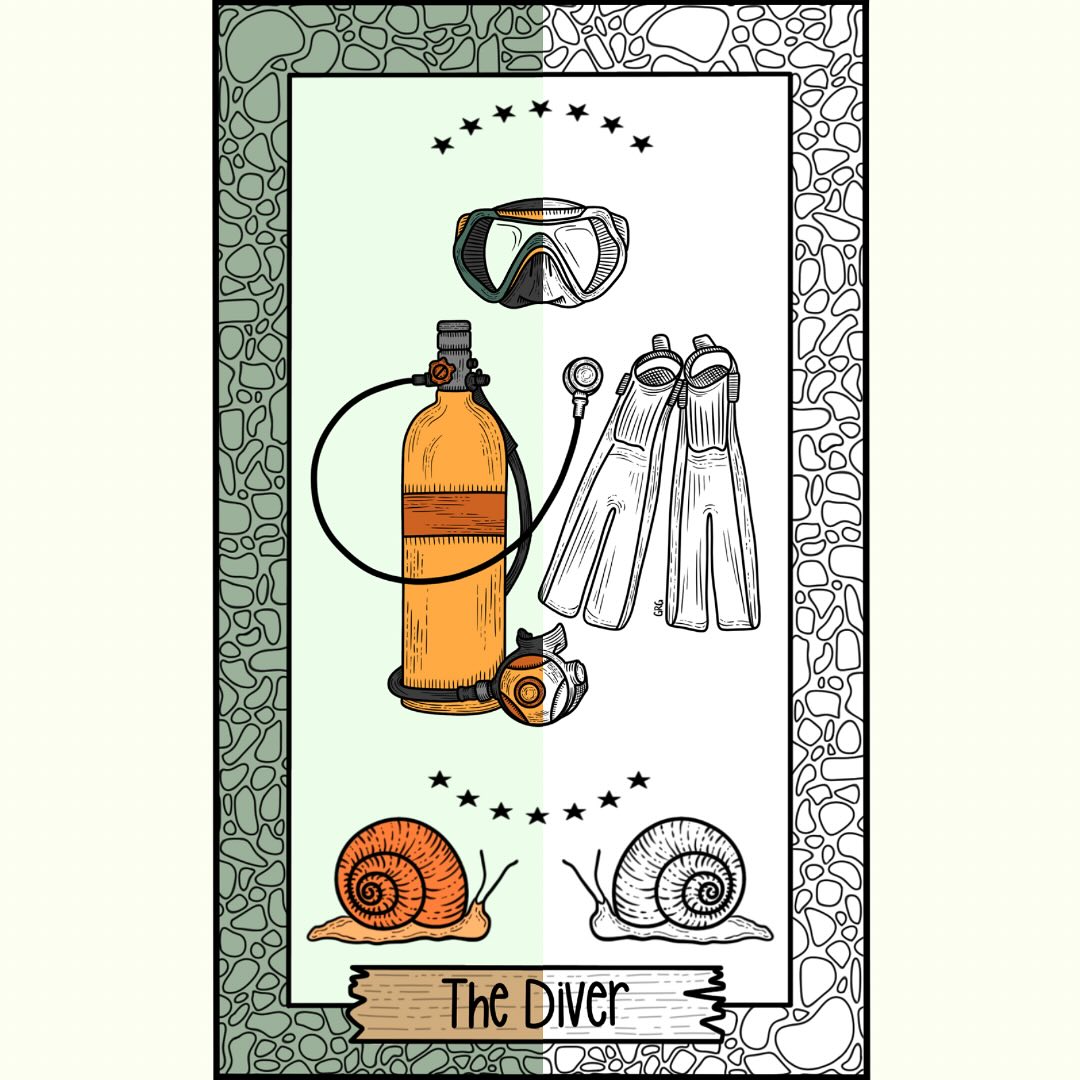 “The Diver” (Adventurer’s Tarot Deck 14/30)
#graphicdesign #design #digitalart #digitalmarketing #graphicdesigner #graphics #creative #designinspiration #graphic #artist #digitalillustration #illustration #logodesign #smallbusiness #sketchbook #nature #flora #fauna #flowers #animals #trees #mountains #environment #designwork #procreate #tarot #adventure #diving #diver #scuba