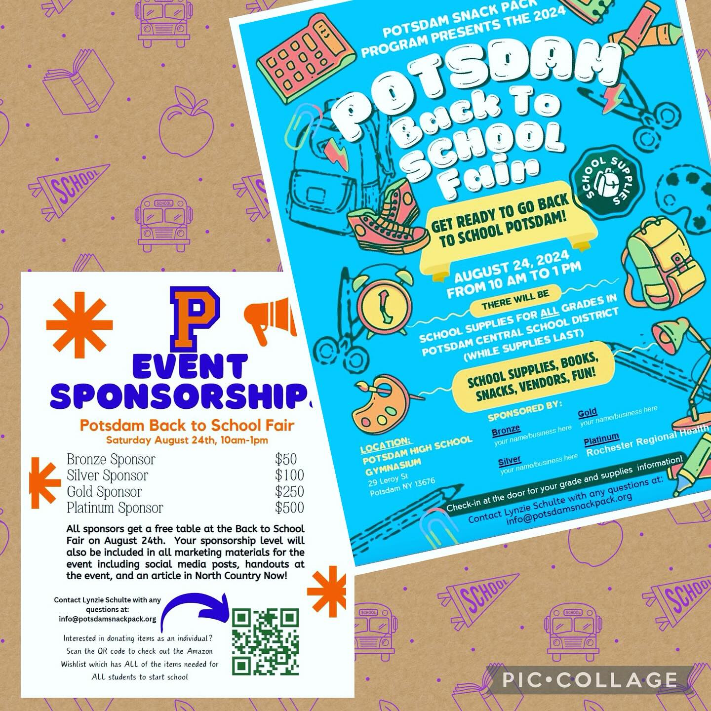The Potsdam Back to School Fair is looking for SPONSORS and DONATIONS! There are different levels of sponsorships that get you a table at the event and marketing by the event. Donations can be purchased from the Amazon Wishlist (https://a.co/ffFh53J) and mailed directly to the program OR can be purchased and dropped off at @foster_the_plant Would love for anyone and everyone to help us help the kids!
#backtoschool #backtoschoolshopping #backtoschoolfair #school #schoolsupplies #sponsor #donate #donations #amazonwishlist #wishlist #backpack #volunteer