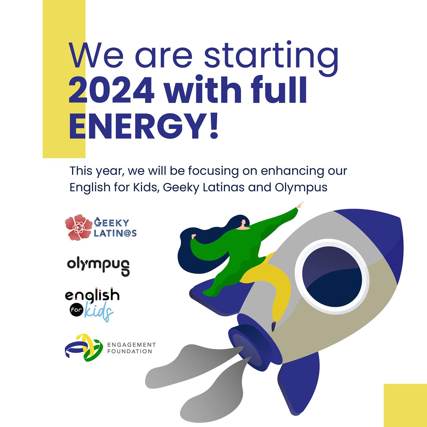 Ready for a 2024 full of impact! 💪✨
Our mission is to drive programs that transform lives.
@EnglishforKidsve
@GeekyLatinas
@OlympusProgram
With your support, we will bring education, empowerment and opportunity to more people. Together, let’s make a new year of impact and growth. 💙✨
#GeekyLatinas #STEAM #englishstudents #teachingenglish #speakingenglish #englishforkids #EngageForChange #EngagementFound #2024