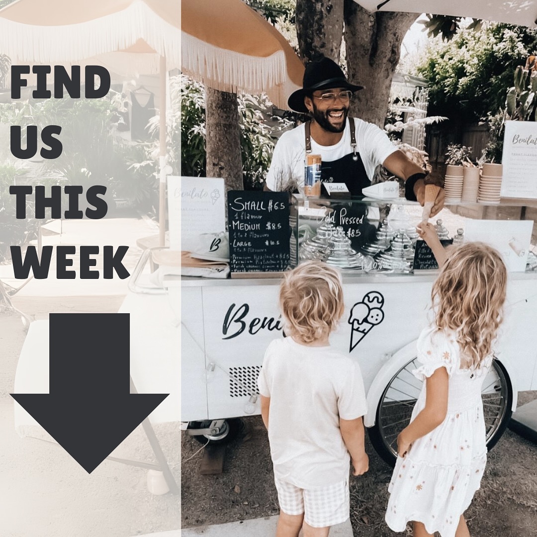 WHERE TO FIND BENILATO THIS WEEK! 🍨
WEDNESDAY:
Yamba Farmers Market | 7 AM - 11 AM
Newrybar @TheOldPacific | 3 PM - 7 PM
THURSDAY:
Currumbin Market | 7 AM - 11 AM
Lismore Market | 3 PM - 7 PM
SATURDAY:
1st Saturday – Brunswick Heads Market | 8 AM - 2 PM
2nd & 4th Saturday – Kingscliff Market | 8 AM - 1 PM
3rd Saturday – Alstonville Market | 8 AM - 1 PM
Last Saturday of Every Month - Evans Head Markets | 8am - 1pm
SUNDAYS
🍨 4th Sunday – Yamba River Market | 7 AM - 2 PM
✨ Stay updated on our weekly locations by checking our Instagram! See you at the markets for your gelato fix! 🍨💛
#Benilato #RealGelato #marketfresh
__________________________________
Wedding & Events
Byron Bay - Northern Rivers - Gold Coast
Authentic Italian Gelato Cart
#ByronBayEvents #NorthernRiversweddings #ByronBayCatering #GelatoCartHire #WeddingDesserts #EventCatering #ByronBayWeddings #NorthernRiversEvents #GelatoCatering #WeddingCatering #byronbay #gelatocart